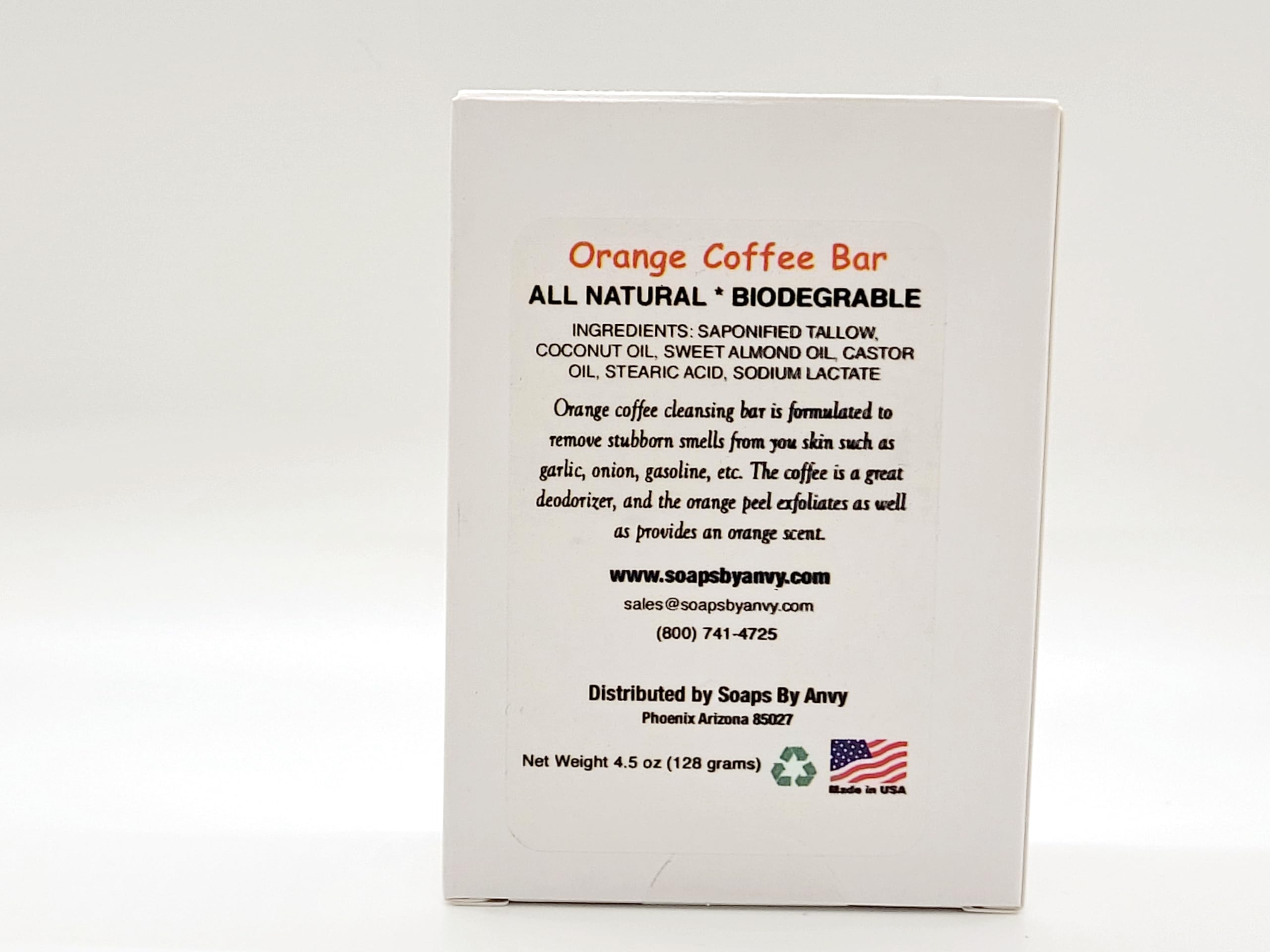 Orange Coffee Natural Organic Handmade Soap for Face and Body with Coconut Oil and Therapeutic Grade Essential Oils - Large Single Bar