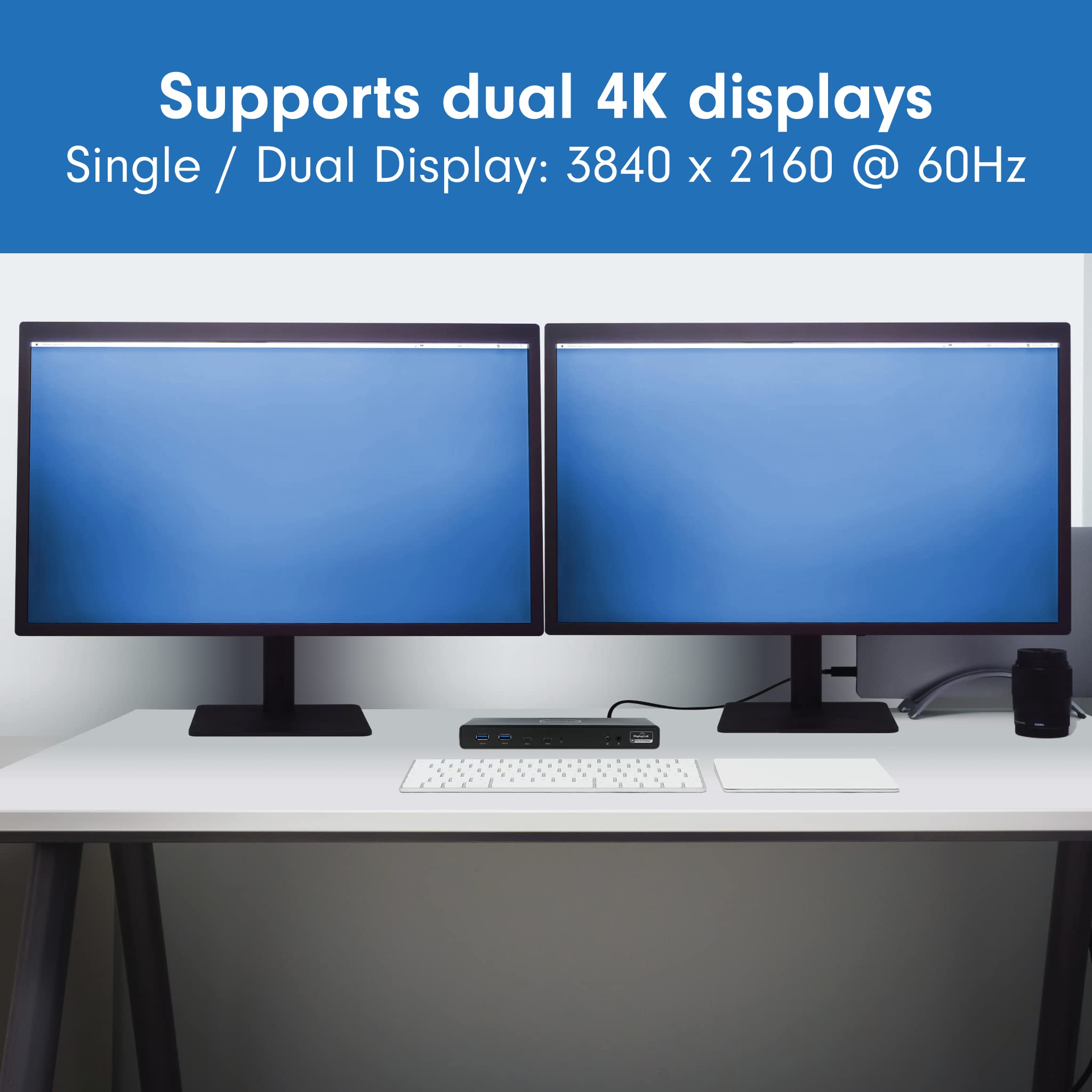 VisionTek VT4510 Universal USB Dual Monitor Docking Station - 2x HDMI, 2x DisplayPort, 100W Power, 4x USB-A, 2x USB-C, Audio, Ethernet for Windows/ MacOS/ ChromeOS