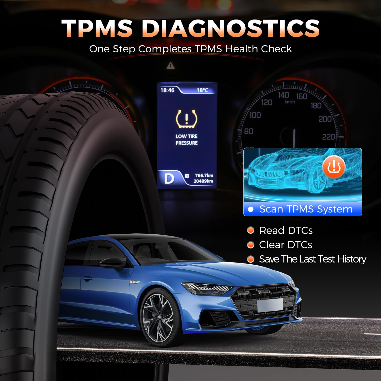 OTOFIX TireGO808 TPMS Relearn Tool,2024 Newest WiFi TPMS Programming Tool, Relearn Activate Diagnostic All TPMS Sensors,Program MX-Sensor(315/433MHz),Lifetime Update