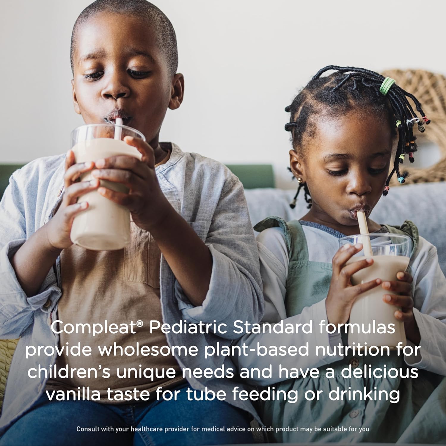 Compleat Pediatric Standard 1.0 Plant-Based Vanilla Nutrition Shake, 8g of Protein, 27 Vitamins & Minerals - Vegan Tube Feeding Formula, 8.45 Fl Oz (Pack of 12)