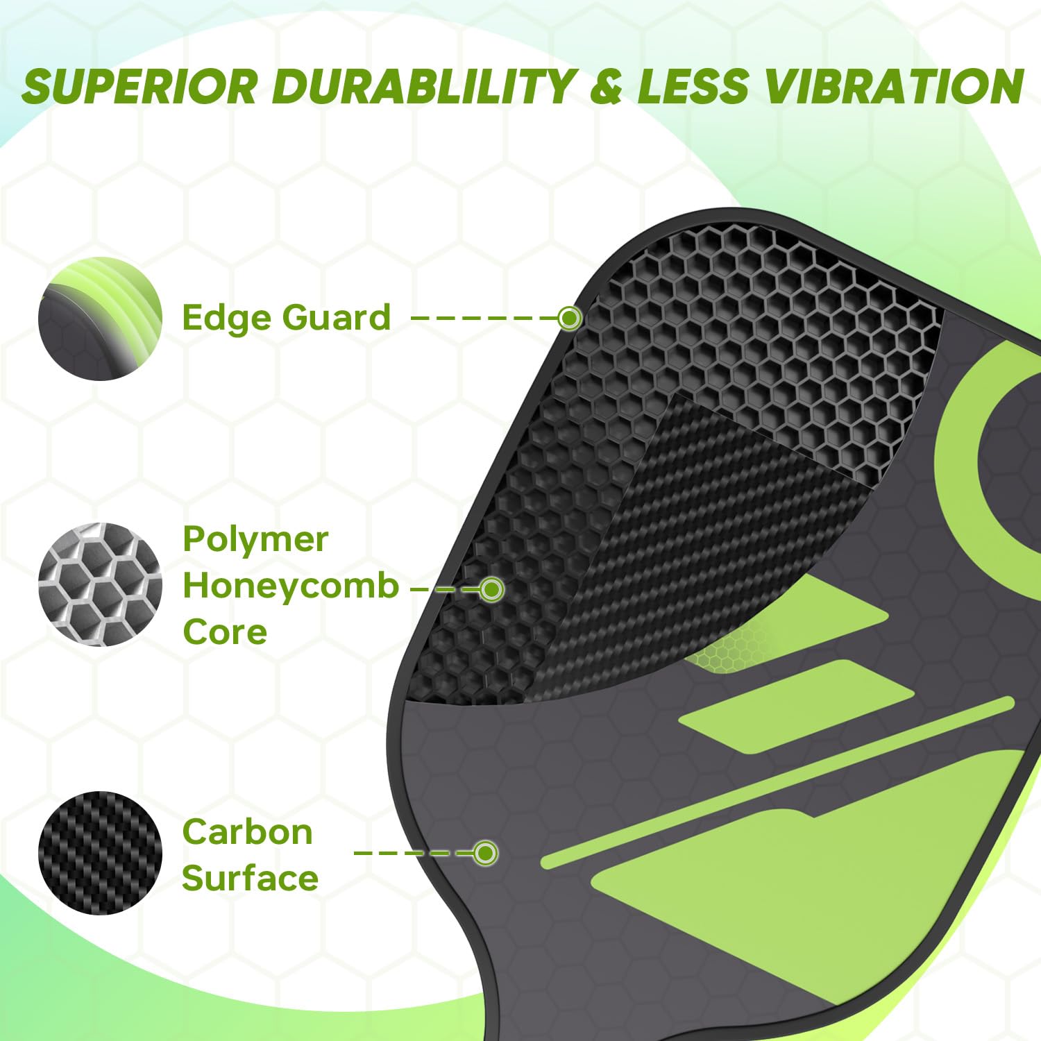 Carbon Fiber Pickleball Paddles - Graphite Pickleball Paddles Set of 2, Polymer Honeycomb Core, 4 Pickleballs, Anti-Slip Sweat-Absorbing Grip, Professioner Paddle Ball Set for Pickleball Players