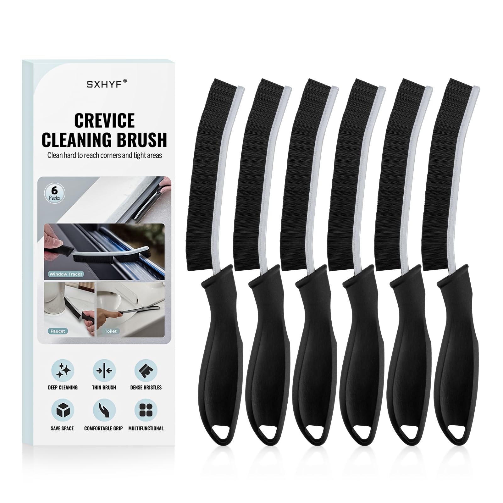 SXhyf Cleaning Brush - Hard Bristle Crevice Cleaning Brush, Multifunctional Gap Scrub Brush, Home Essentials, Bathroom Cleaner Tools for Household Use, Kitchen, Window, Faucet, S1110SE