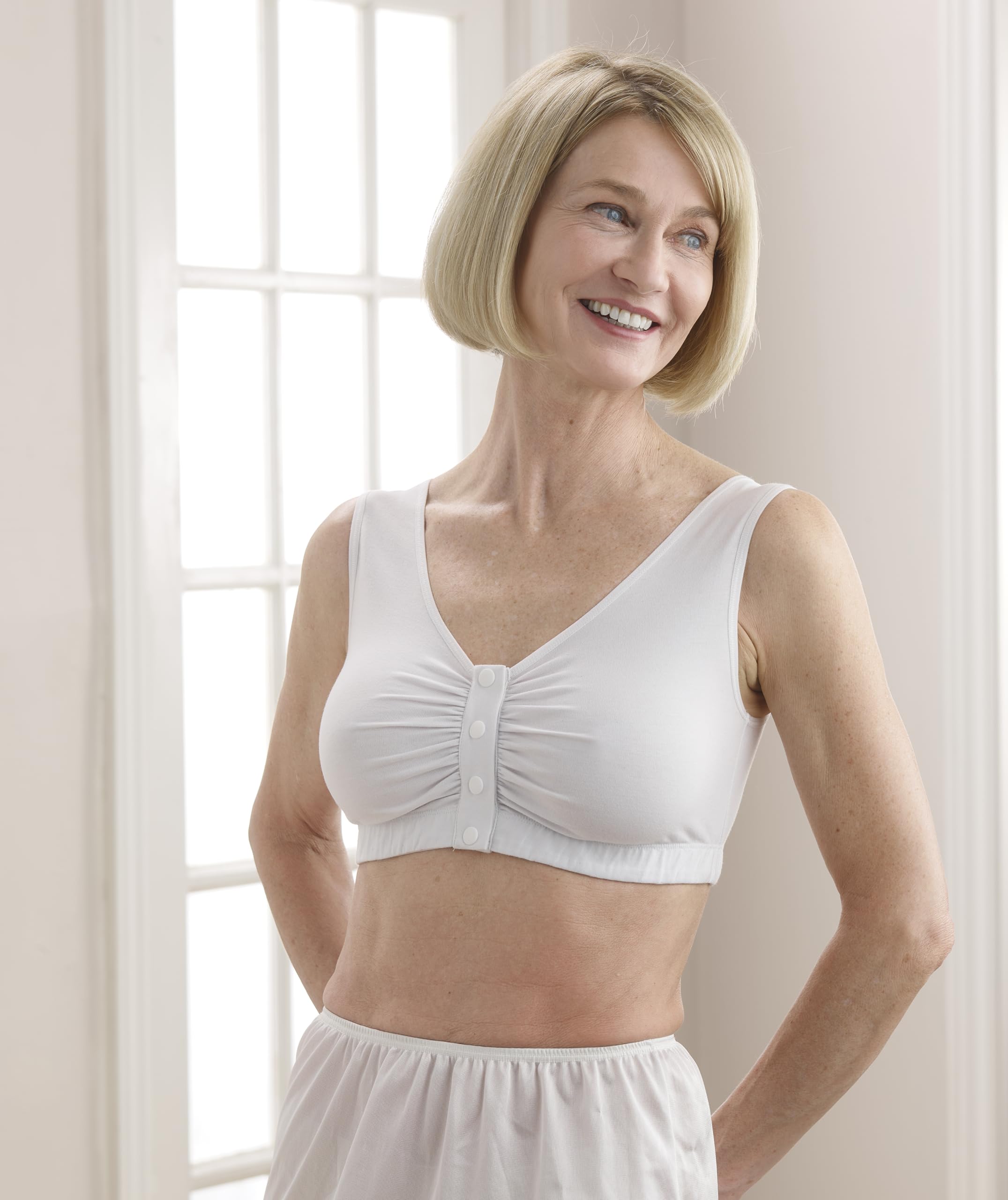 Silverts Front Closure Bras for Older Women, Post Surgery Bras for Women Front Closure, Breast Surgery Recovery Supplies, Comfortable Adaptive Clothing for Elderly - White 2XL