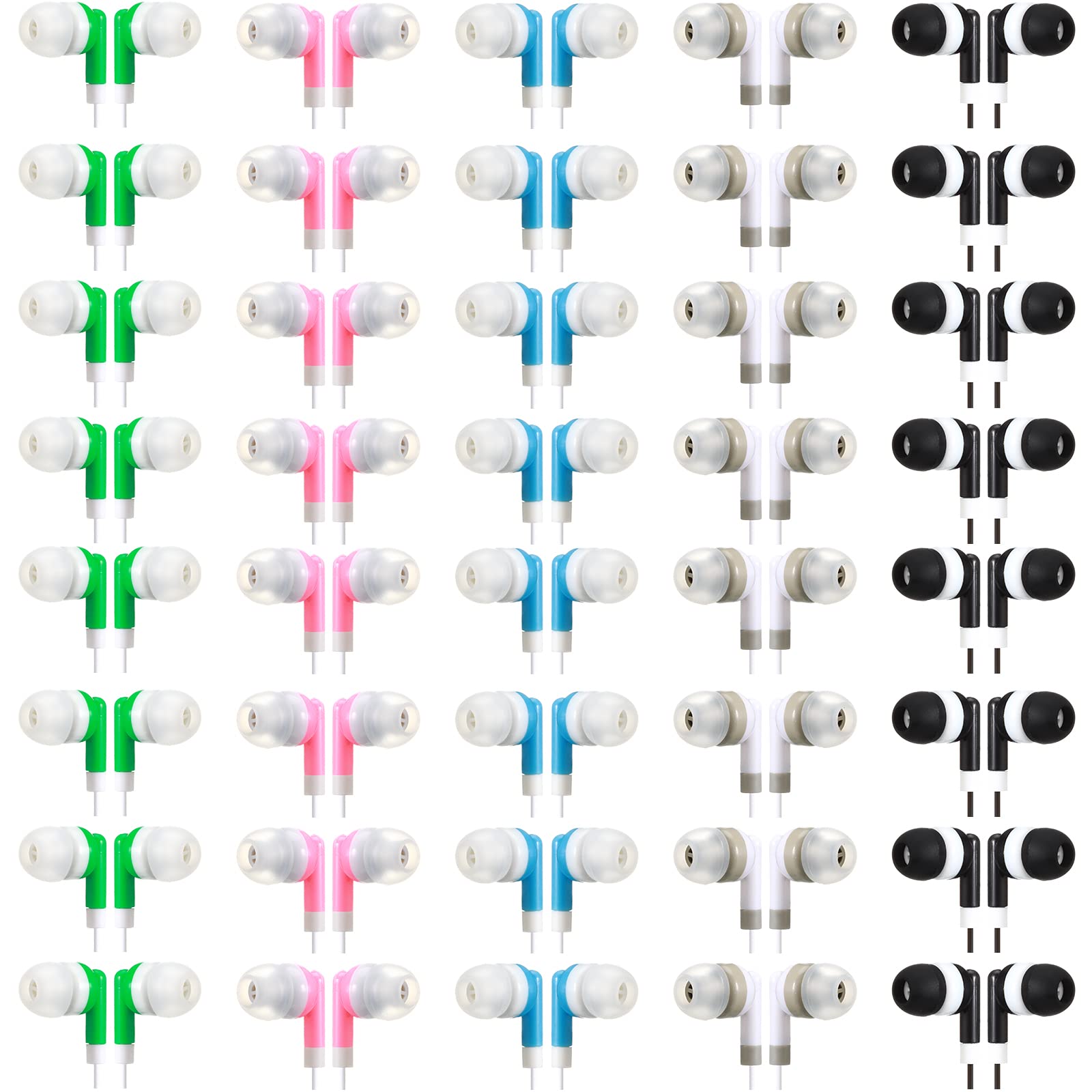 Konohan 100 Pack Kids Earbuds Wired Earphones Wired Earbuds Multipack Earbuds Earphones Headphones Earbuds for School Library Museum Classroom Students (Multicolor)