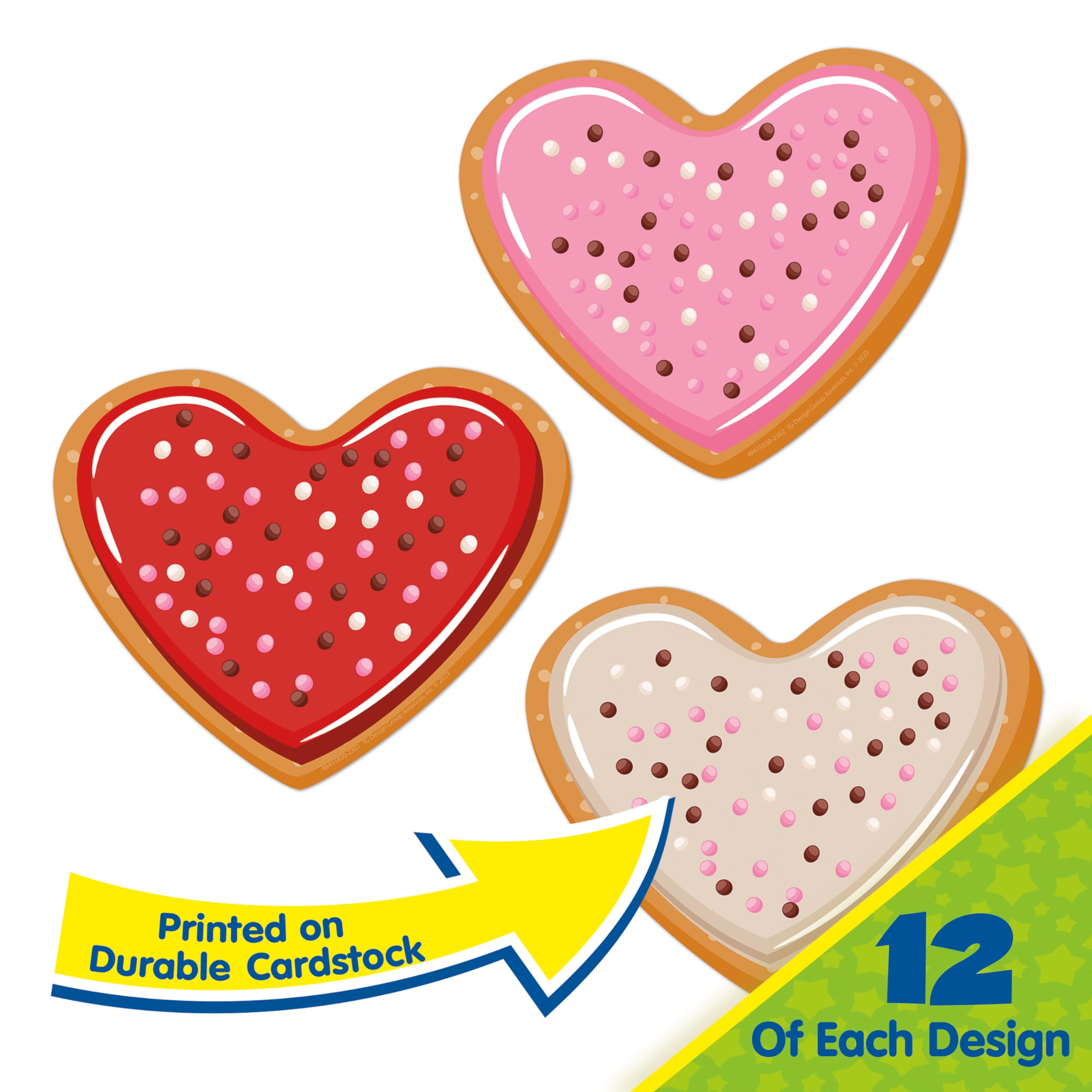 Eureka Valentine's Day Cookies Paper Cut-Out Classroom Decorations for Teachers, 36 Pieces