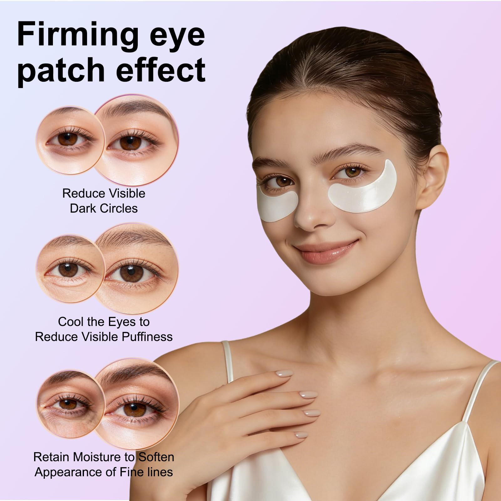 SBONFE Instant Firm Under Eye Patches - Collagen Firming & Lifting Eye Masks | Reduce Puffiness, Dark Circles, Fine Lines & Wrinkles | with Hyaluronic Acid for Hydration & Firming, 8 Pair Pack