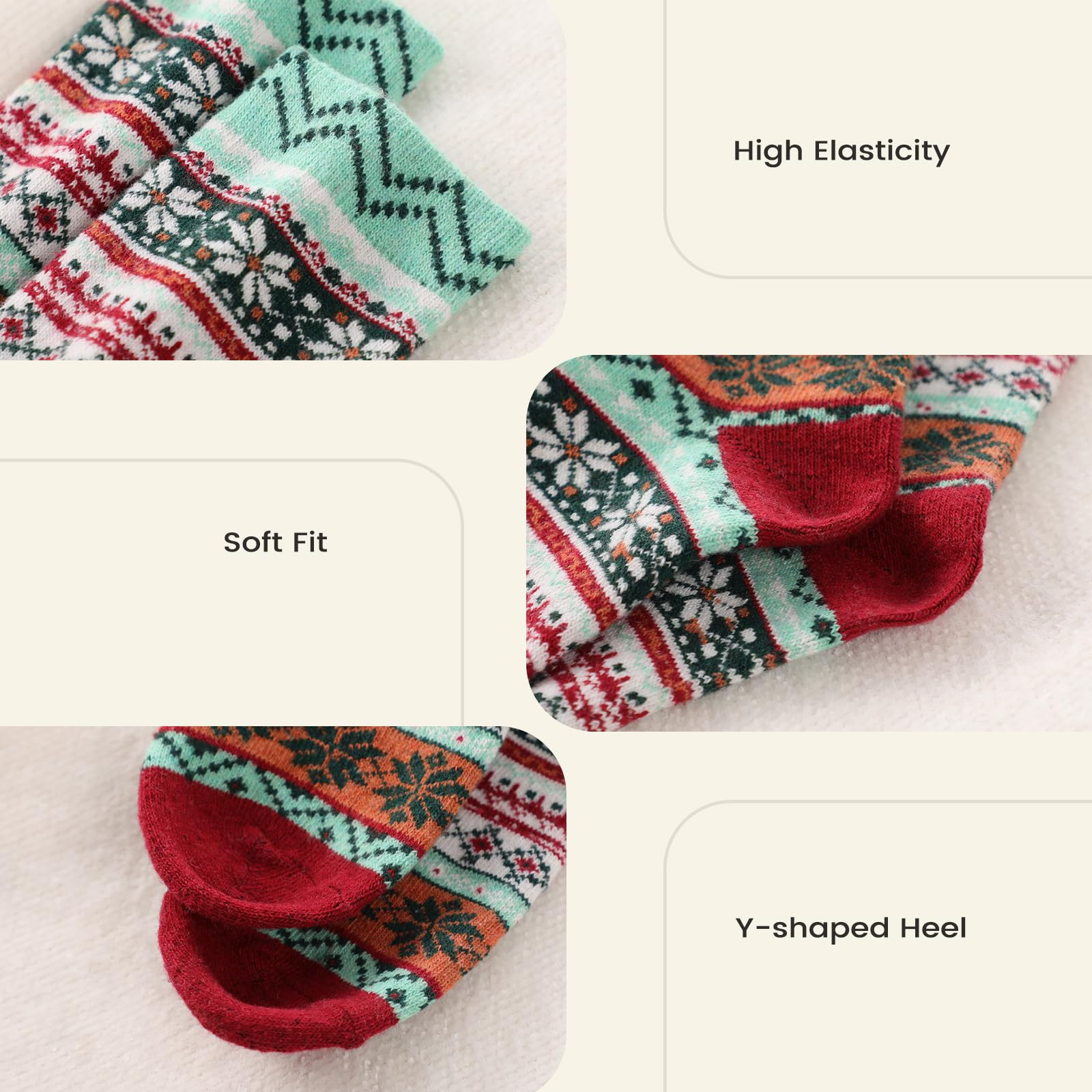 Nimalpal Wool Socks for Women - Wool Socks Soft 5 Pairs Womens Socks, Winter Hiking Socks Cozy Socks Warm Socks, Octagon Curve