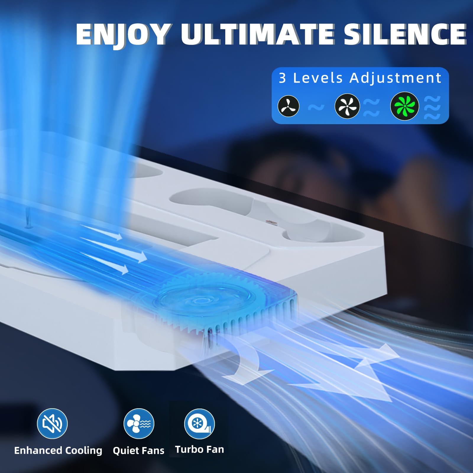 PS5 Slim Stand and Cooling Station with Dual Controller Charging Station for PlayStation 5 Slim Disc/Digital, Vertical Cooling Stand with 2 Headset Holder, 3 USB Hubs(Not for Regular PS5)