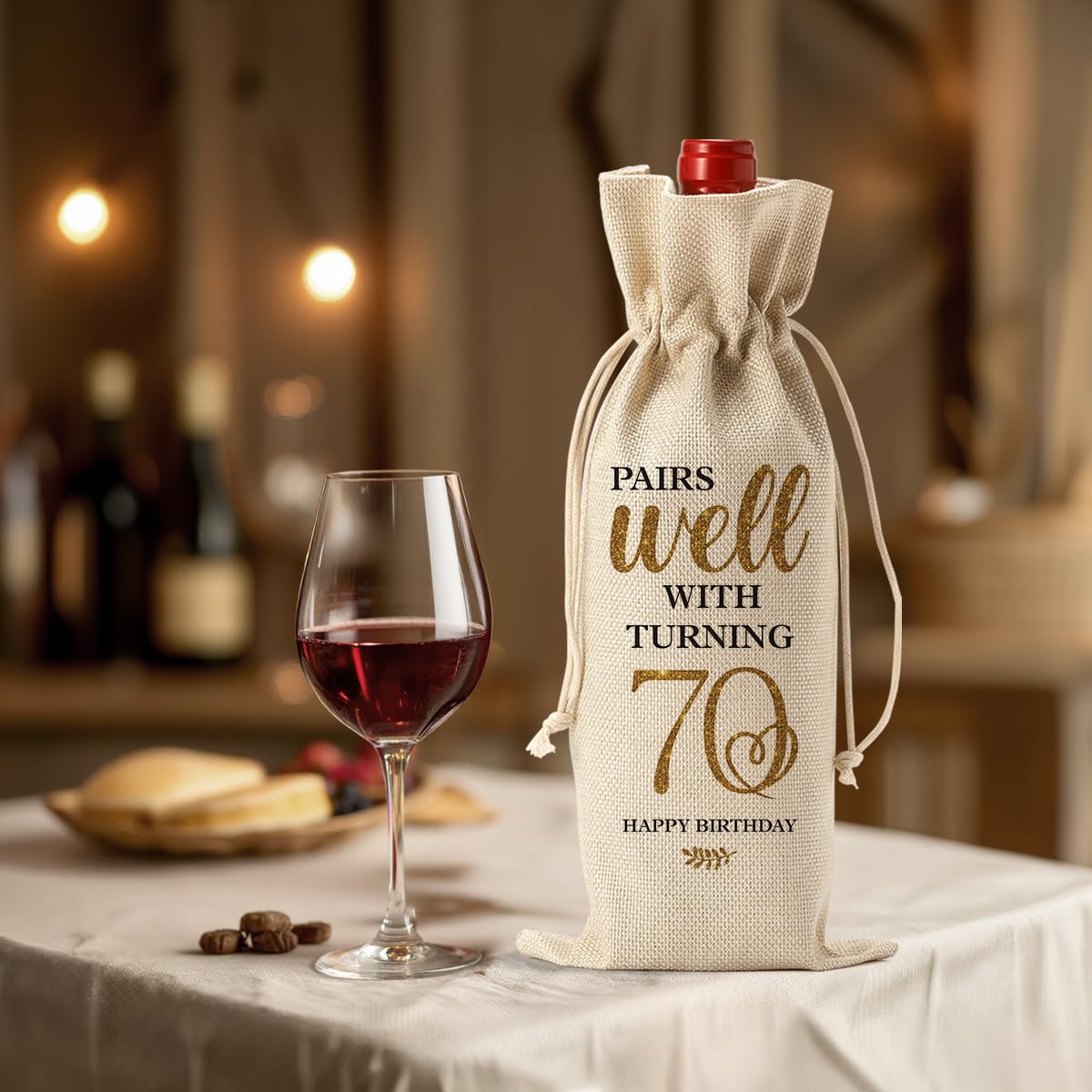 70 Year Old Birthday Gifts for Women Meaningful 70th Birthday Gifts Wine Bag Anniversary 70th Birthday Decorations for Grandparents Friend Bestie Wine Bags for Wine Bottles Gifts Wine Gift Bag