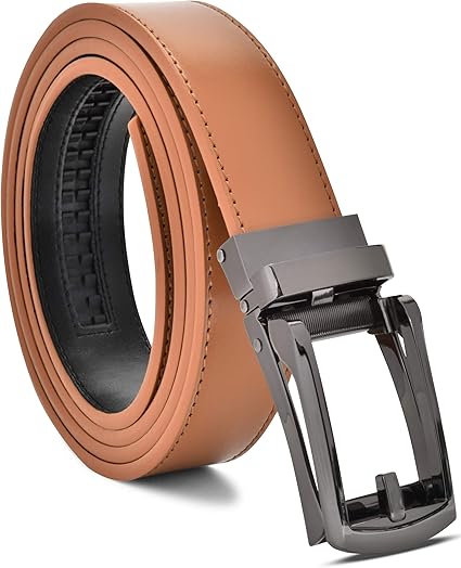 Mark Fred Leather Reversible Ratchet Belt (Black/Navy, One Size - Up to 51), Mens Belt