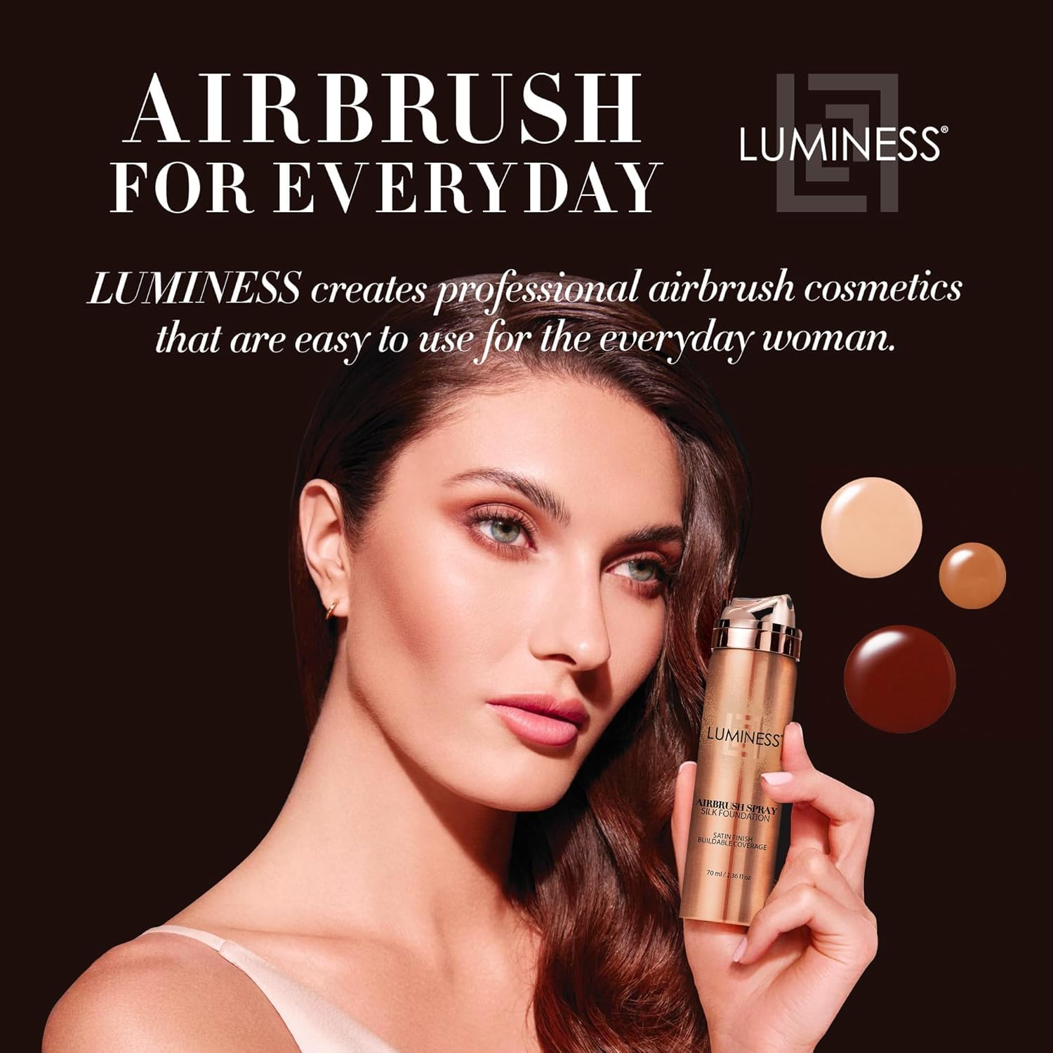 LUMINESS Airbrush Spray Silk Foundation Starter Kit - Light Medium - Foundation, Primer & Dual-Sided Angled Buffing Brush - Medium, Buildable Coverage, Anti-Aging Formula Hydrates & Moisturizes