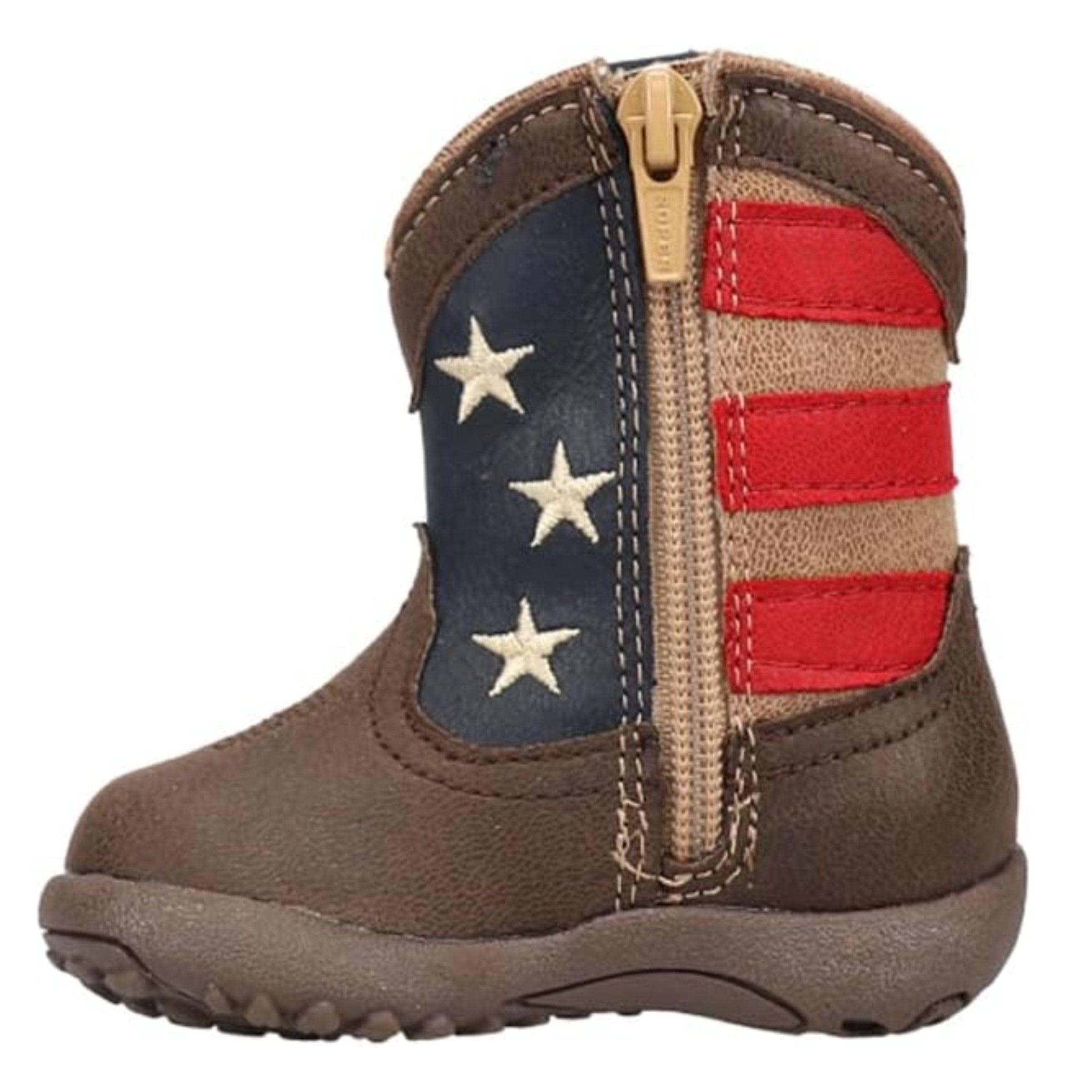 ROPER Kids Boys American Patriotic Square Toe Casual Boots Mid Calf - Brown - Size 2 M