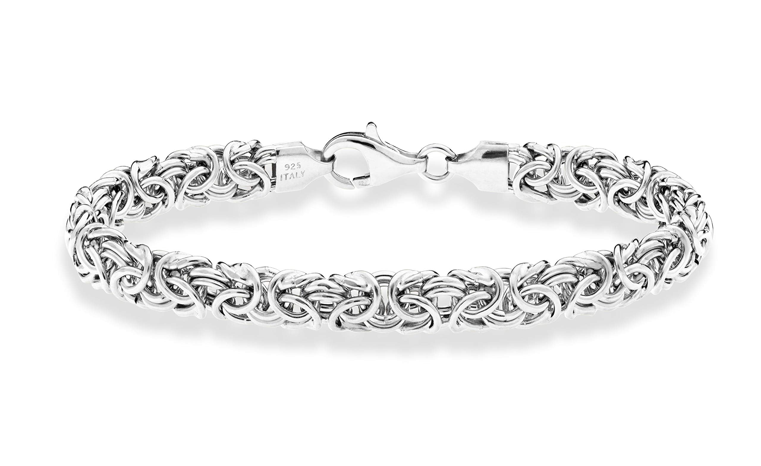 Miabella Italian 925 Sterling Silver Byzantine Bracelet for Women, Handmade in Italy (Length 7.5 Inches)