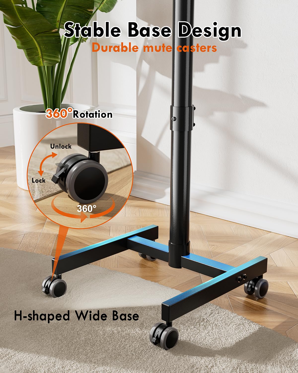 FORGING MOUNT Mobile TV Cart with Wheels for 23-60 Inch LCD LED OLED Flat Curved Screen TVs, Rolling TV Stand Height Adjustable Tilt Holds Up to 88lbs, Portable Floor Stand Max VESA 400x400mm