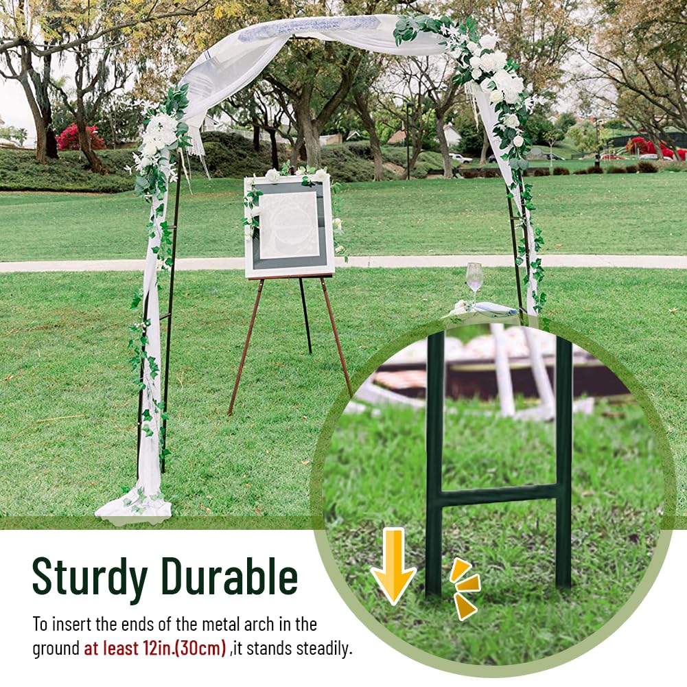 Newsmarts 7.9Ft Metal Garden Arch Army Green Garden Arbor for Climbing Plant Outdoor Wedding Party