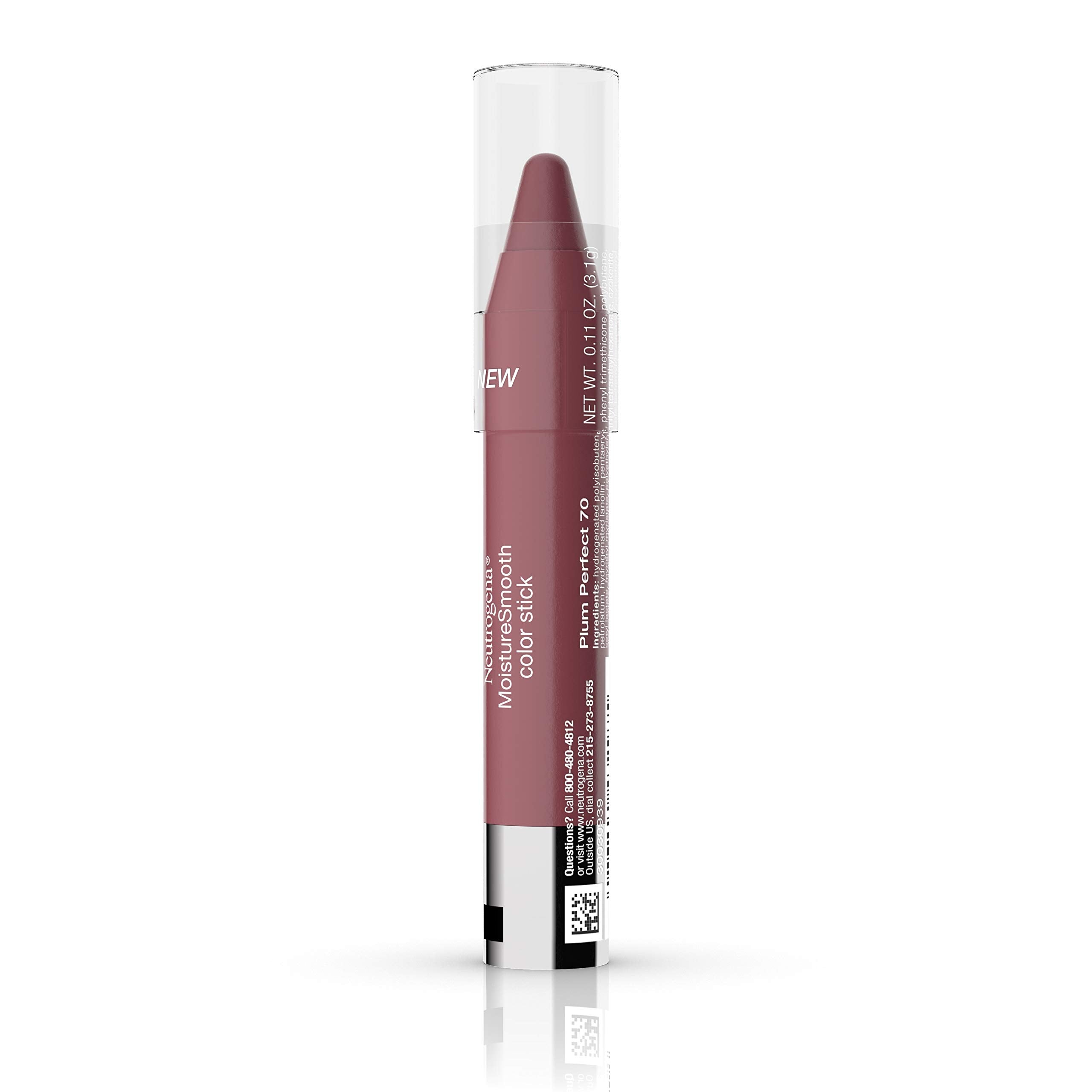 Neutrogena Moisturesmooth Color Lipstick, 70 Plum Perfect, .011 Oz.