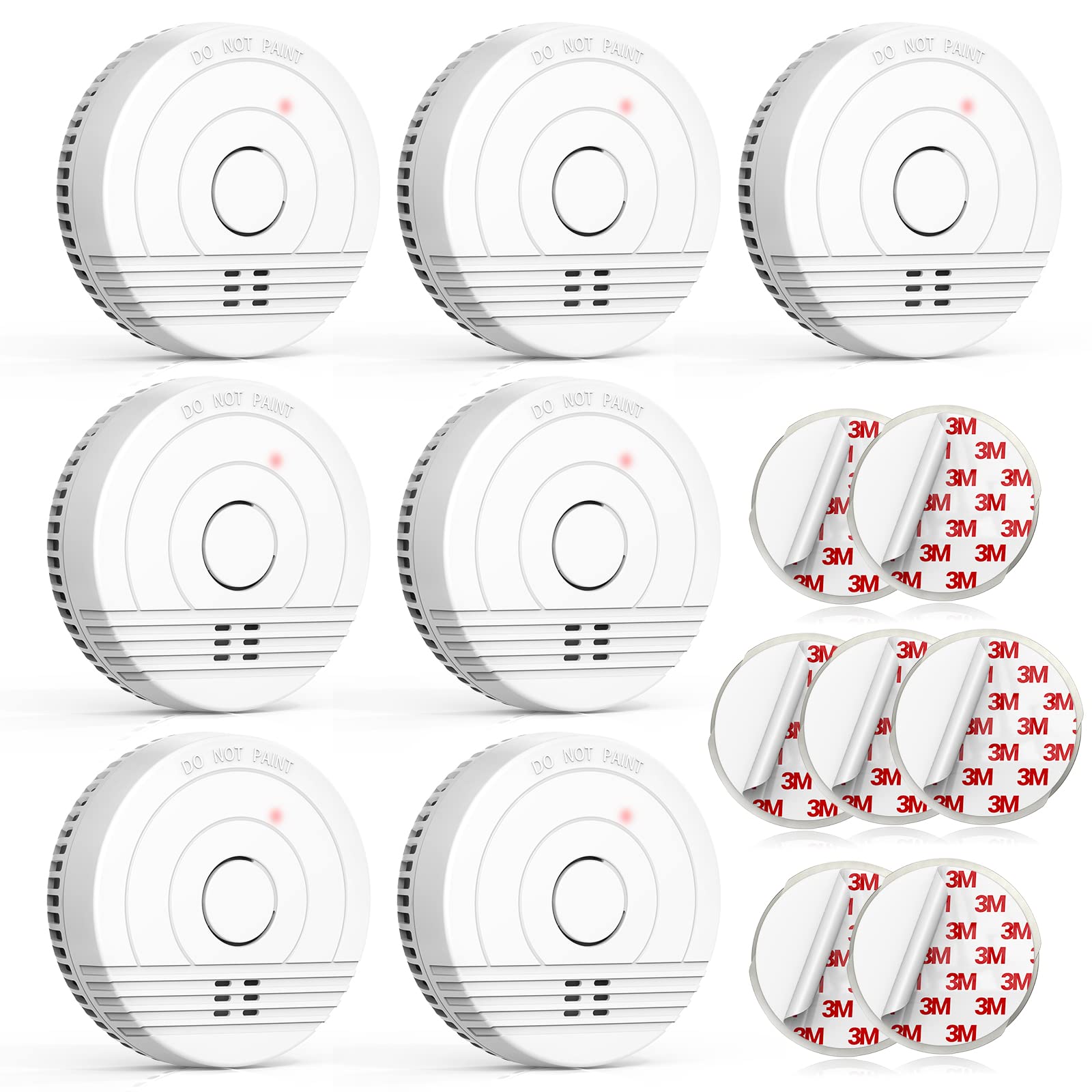 Jemay 7 Pack Smoke Detector, Fire Alarm Battery Powered, Smoke Alarm with Enhanced Photoelectric Sensor, Smoke Detectors with LED Indicator & Silence Button, Fire Detector Include Magnets and Screws