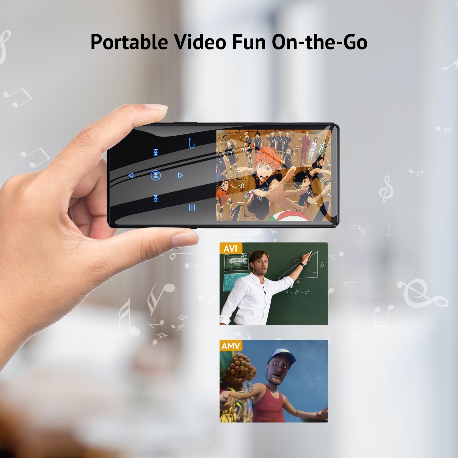 Yottix 64GB MP3 Player with Boosted Bluetooth 5.3, Music Player Features HD Speaker, 2.4" Screen, Touch Buttons, Expandable SD Card Slot, Supports FM Radio, Voice Recorder, E-Book, and More