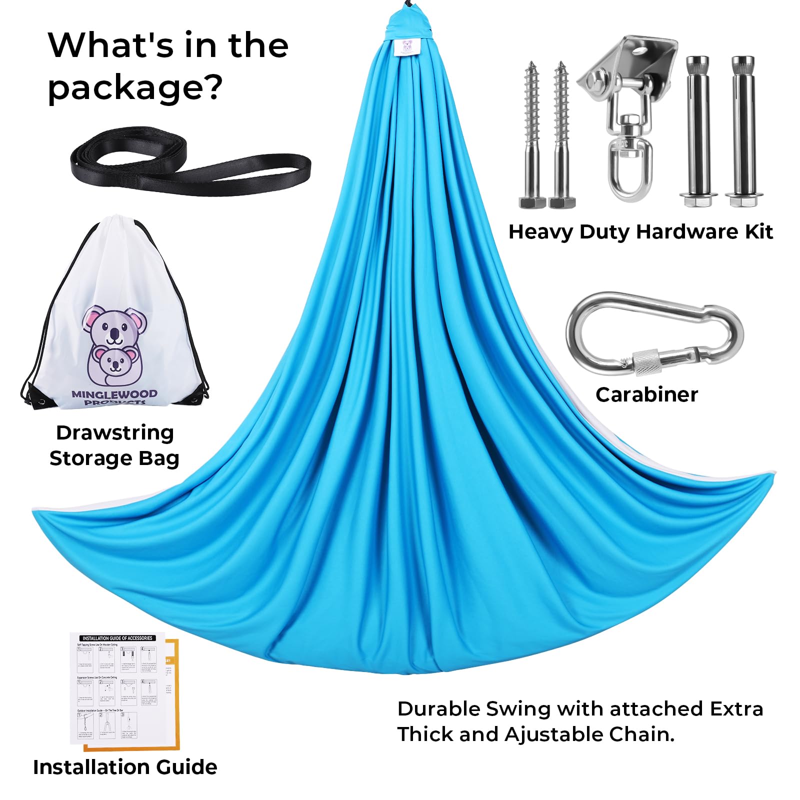 MINGLEWOOD Sensory Swing for Kids – Indoor Swing Set with 360° Swivel Hanger – Cozy & Calming Hammock for Autism, Anxiety, ADHD & Sensory Disorders