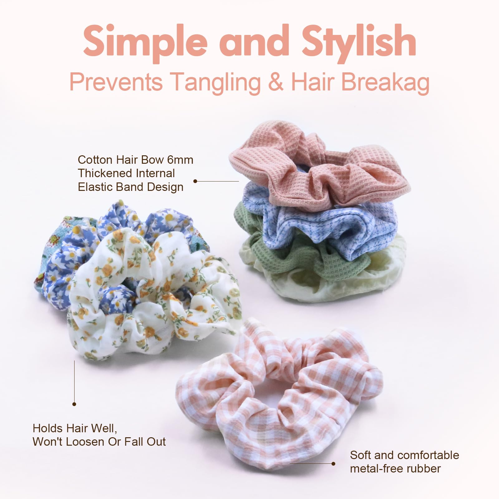 8 Buns in Light, Soft and Stretchy Women's Buns,hair scrunchies Thick Hair Ties, Thin Hair Ties for Hair,Non-Wrinkle and Non-Breakage Hair Ties.