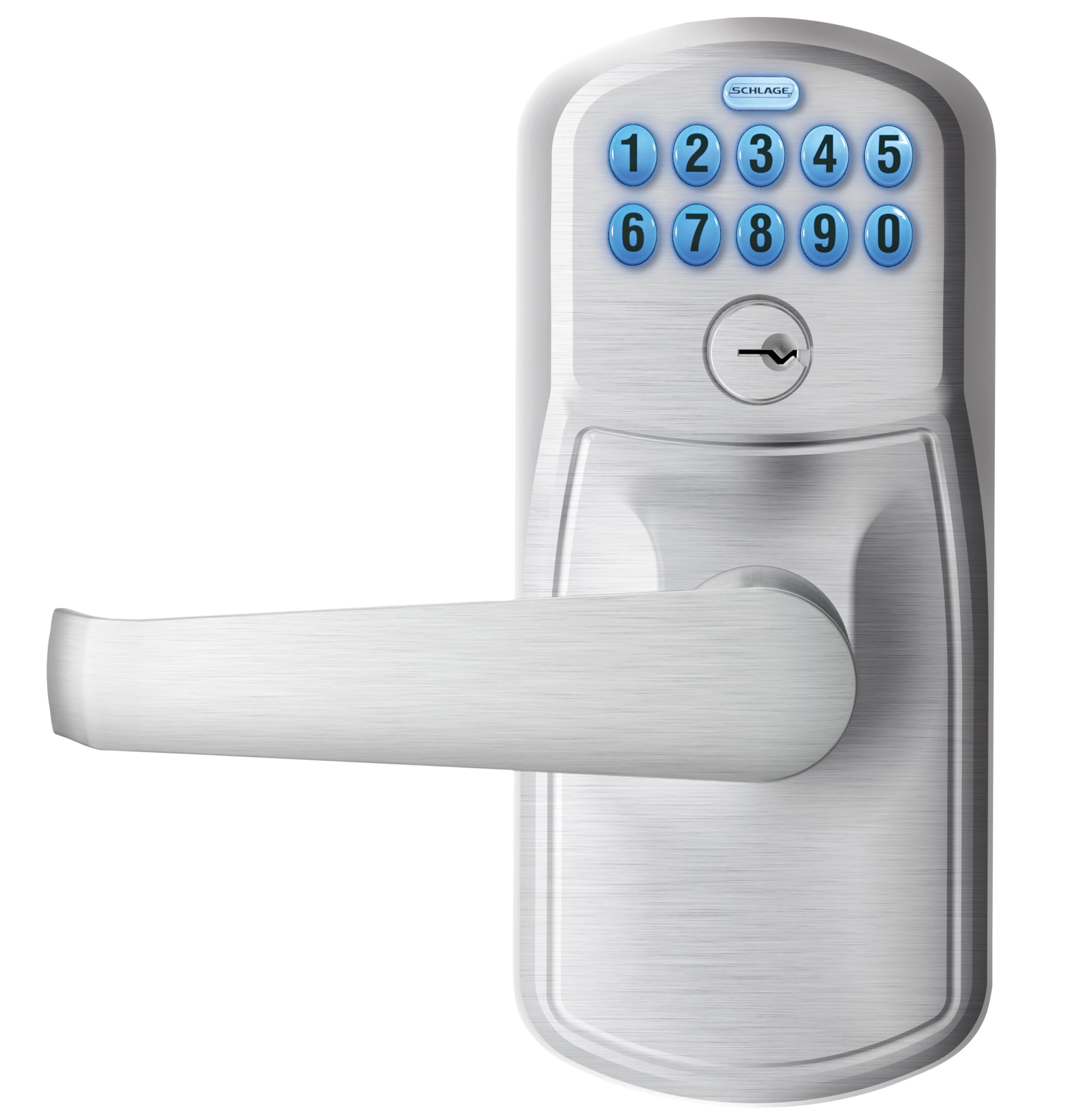 SCHLAGE Brushed Chrome FE595CS V PLY 626 ELA Plymouth Light Commercial Electronic Keypad Lock with Elan Lever(Satin Chrome)