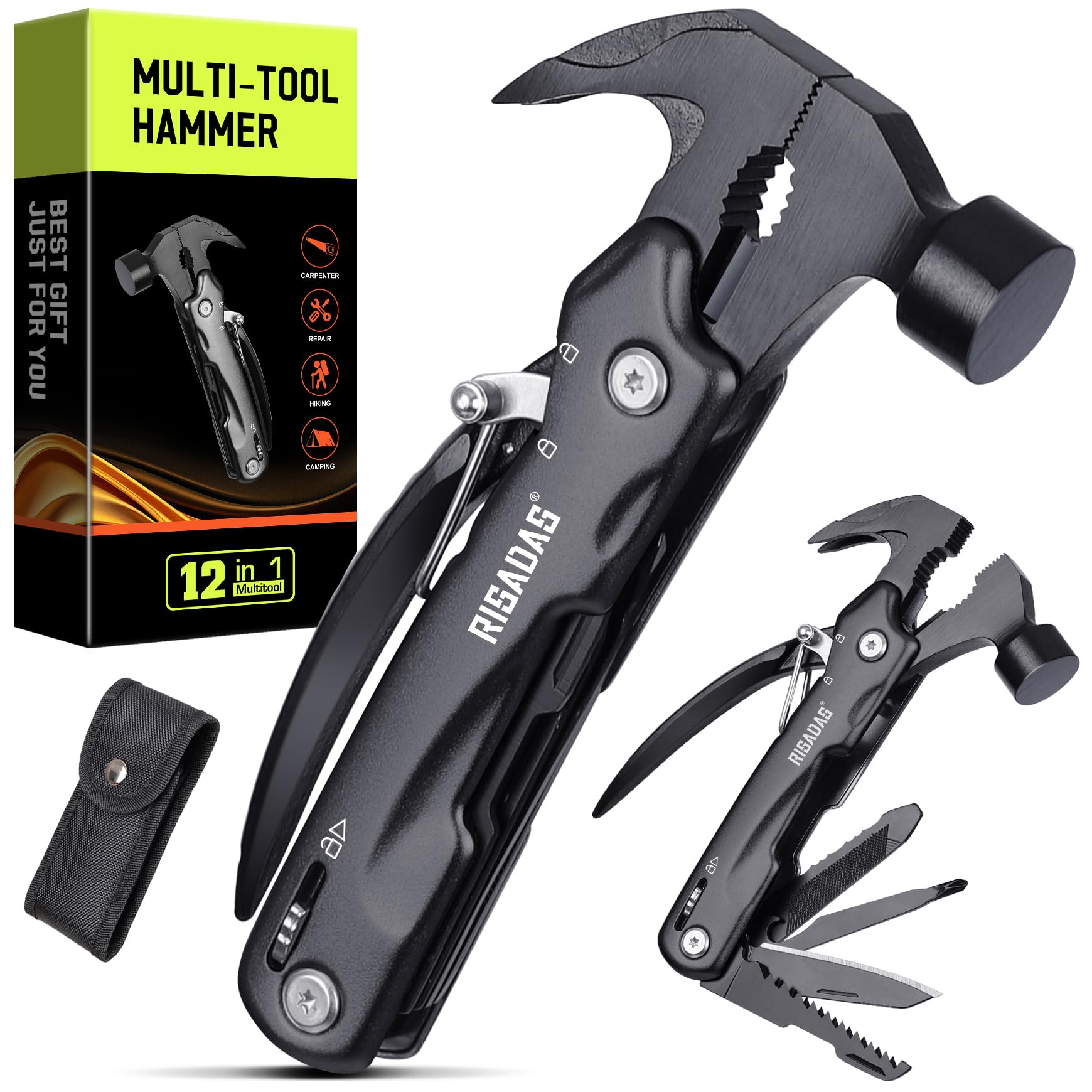 Stocking Stuffers for Men on Christmas - Gifts for Men, Mens Stocking Stuffers 2024 - Christmas Fathers Day Birthday Gifts for Men, Dad, Husband - Multitool Hammer for Camping, Hiking, Survival