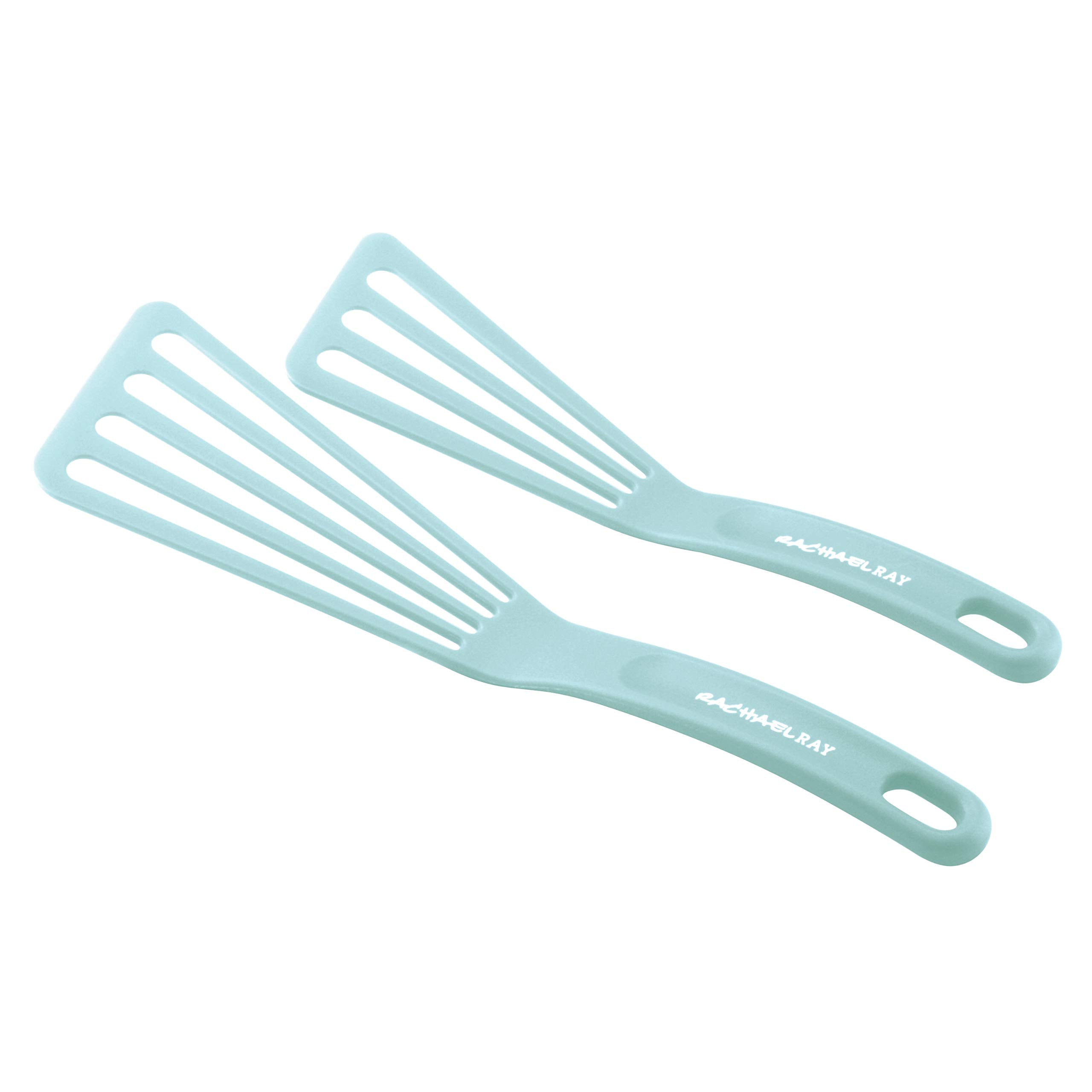 Rachael Ray KitchenTools and Gadgets Nylon Cooking Utensils / Spatula / Fish Turners - 2 Piece, Light Blue