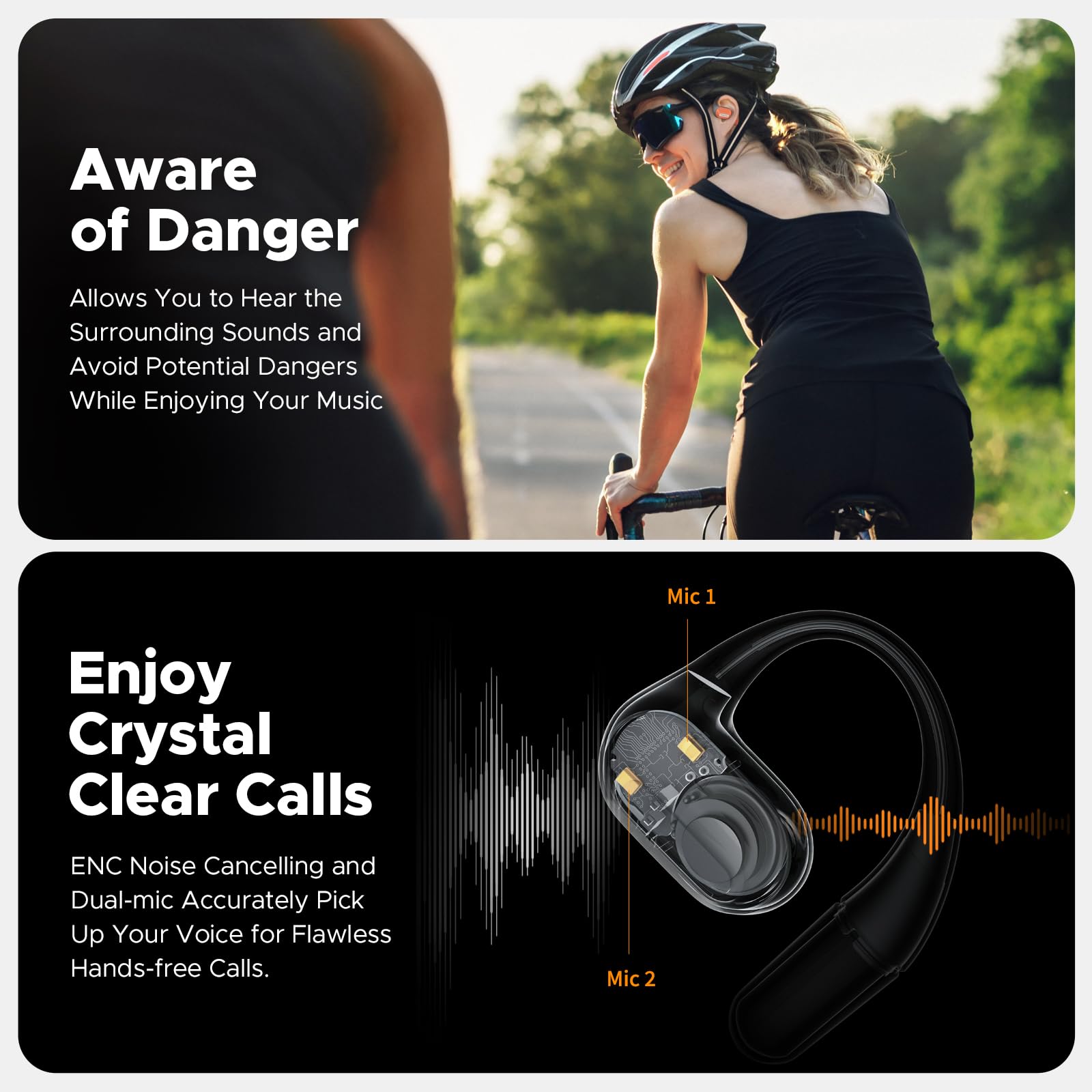 truefree O2 Open Ear Headphones with Directional Acoustics, Ultra-Light Weight, IPX5 Waterproof, 22H Playtime, Multipoint Connection, App Control, Bluetooth 5.3 Wireless Earbuds for Workouts