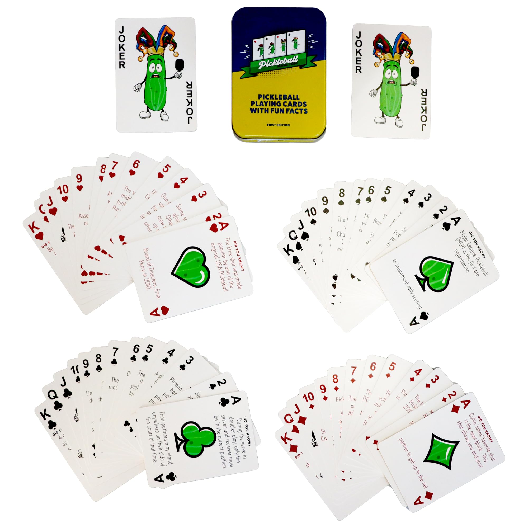 Pickleball Playing Cards with Fun Pickleball Facts