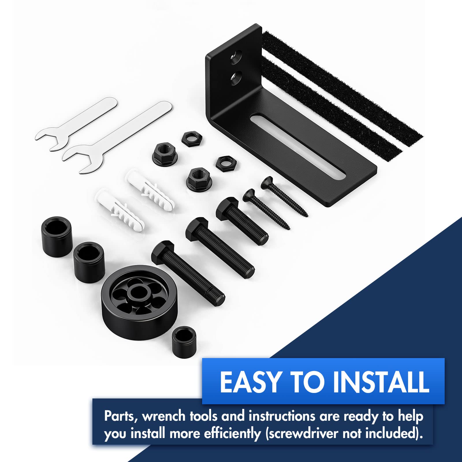 Lvyesea 2 Pack Barn Door Floor Guide, Sliding Barn Door Bottom Guide, Adjustable Floor Guide Roller, Flush Bottom, Quiet, Black, Steel Frame, Easy to Install