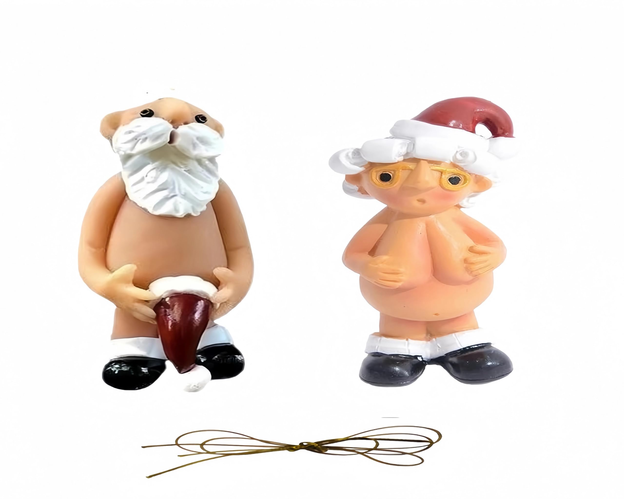 2-Pack Funny Santa Claus Christmas Ornaments, Suitable for Ornaments in car, Bag, Keychain, Home Party Decoration, Unique Gift