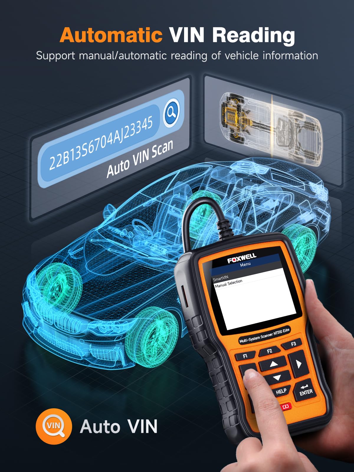 FOXWELL NT510 Elite fit for GM OBD2 Diagnostic Scanner All System Code Reader Scan Tool with Bi-directional Active Test All Service Reset Oil EPB TPMS SAS TPS Battery Registration Crankshaft Relearn