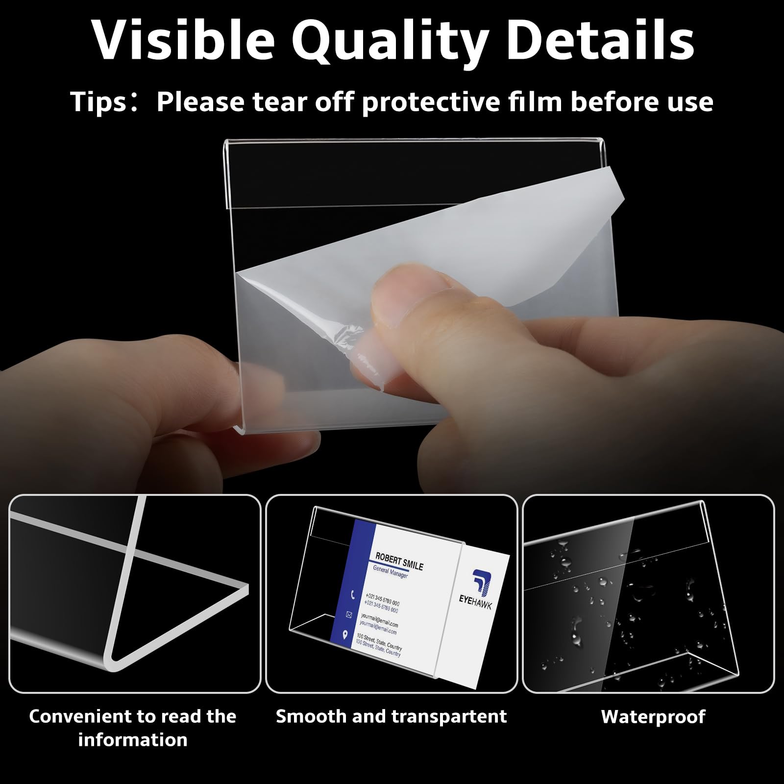 Daletu 20 PCS 3.5 x 2.5 inch Small Acrylic Sign Holder, Mini Clear Sign Display Holder for Retail, L-Shape Plastic Name Card Price Card Food Tag Label Counter Top Stand