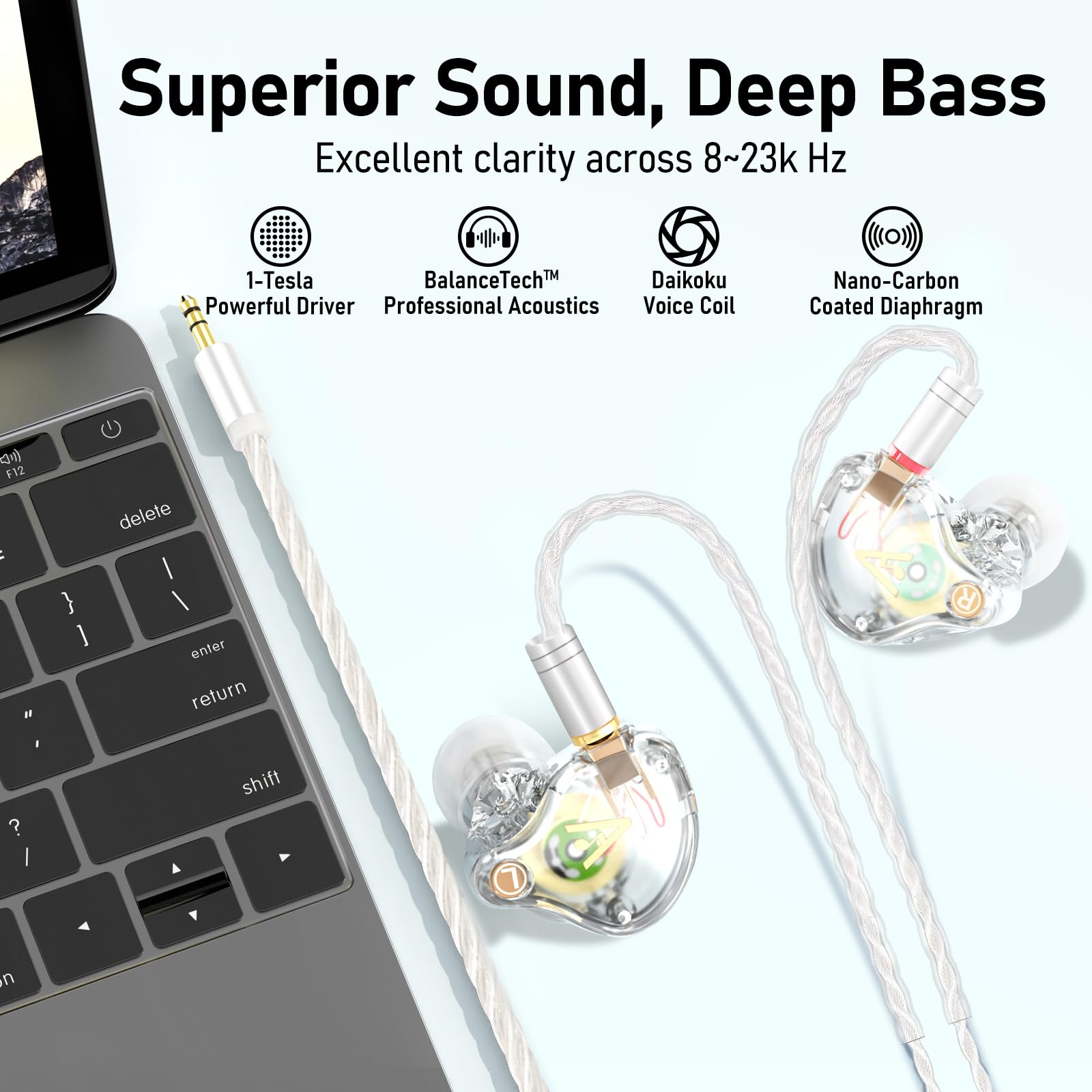 Vibes 202 Wired Earbuds - HiFi in Ear Monitor Headphones – Professional Noise Isolating Ear Buds - Clear Sound, Deep Bass & Comfort-Fit Earphones - MMCX to 3.5mm & Silver Plated Cable - Carrying Case