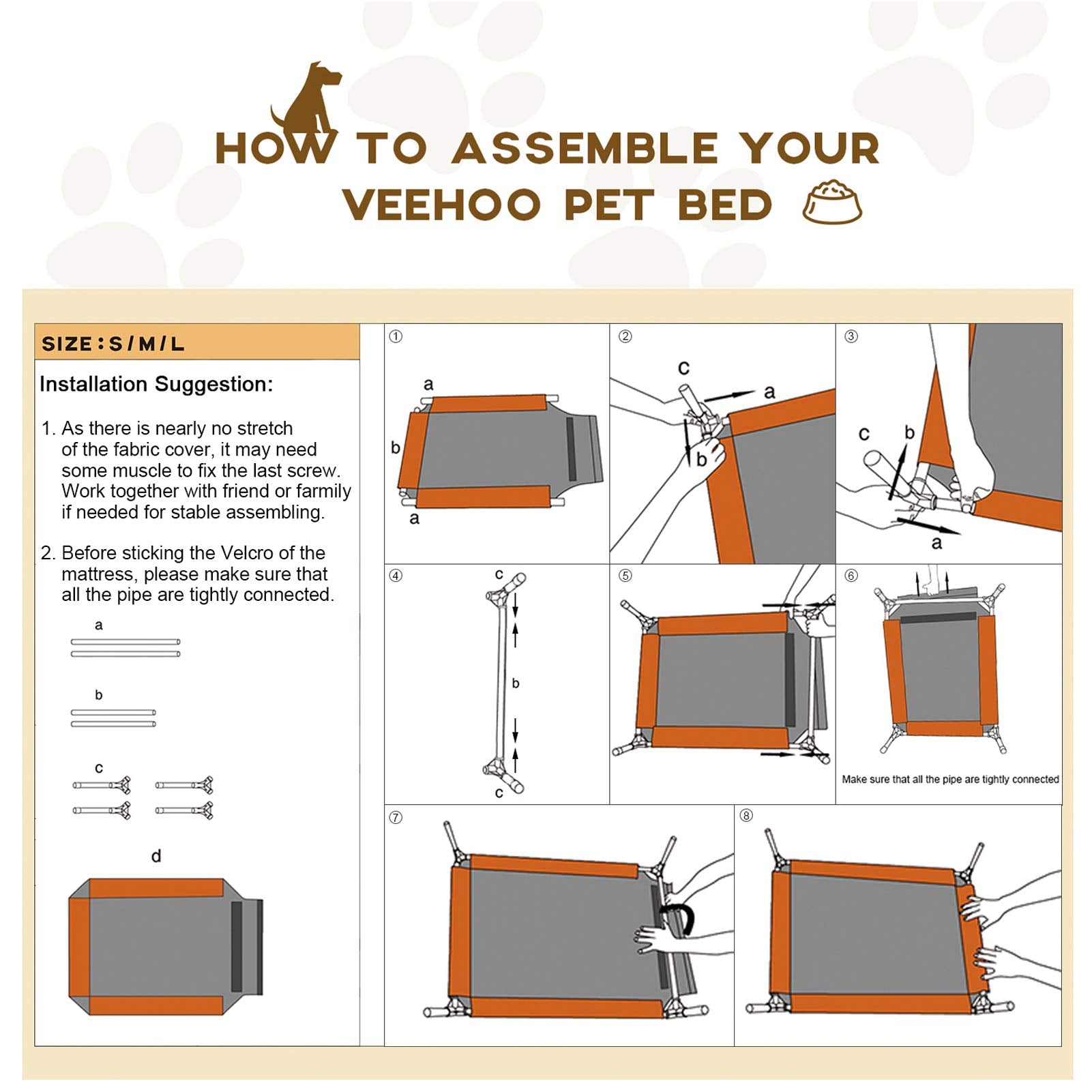 Veehoo Cooling Elevated Dog Bed, Portable Raised Pet Cot with Washable & Breathable Mesh, No-Slip Feet Durable Dog Cots Bed for Indoor & Outdoor Use, Large, CWC1803-L