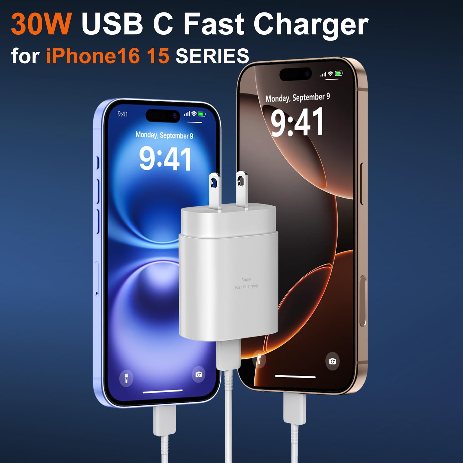 iPhone 16 15 Pro Max Charger Fast Charging, 30W USB C iPhone 15 16 Pro Max Fast Charger Block with 10FT Long USB C Charging Cable for iPhone 16 Pro Max/16 Pro/15 Pro Max,iPad,Samsung Galaxy S24 Ultra