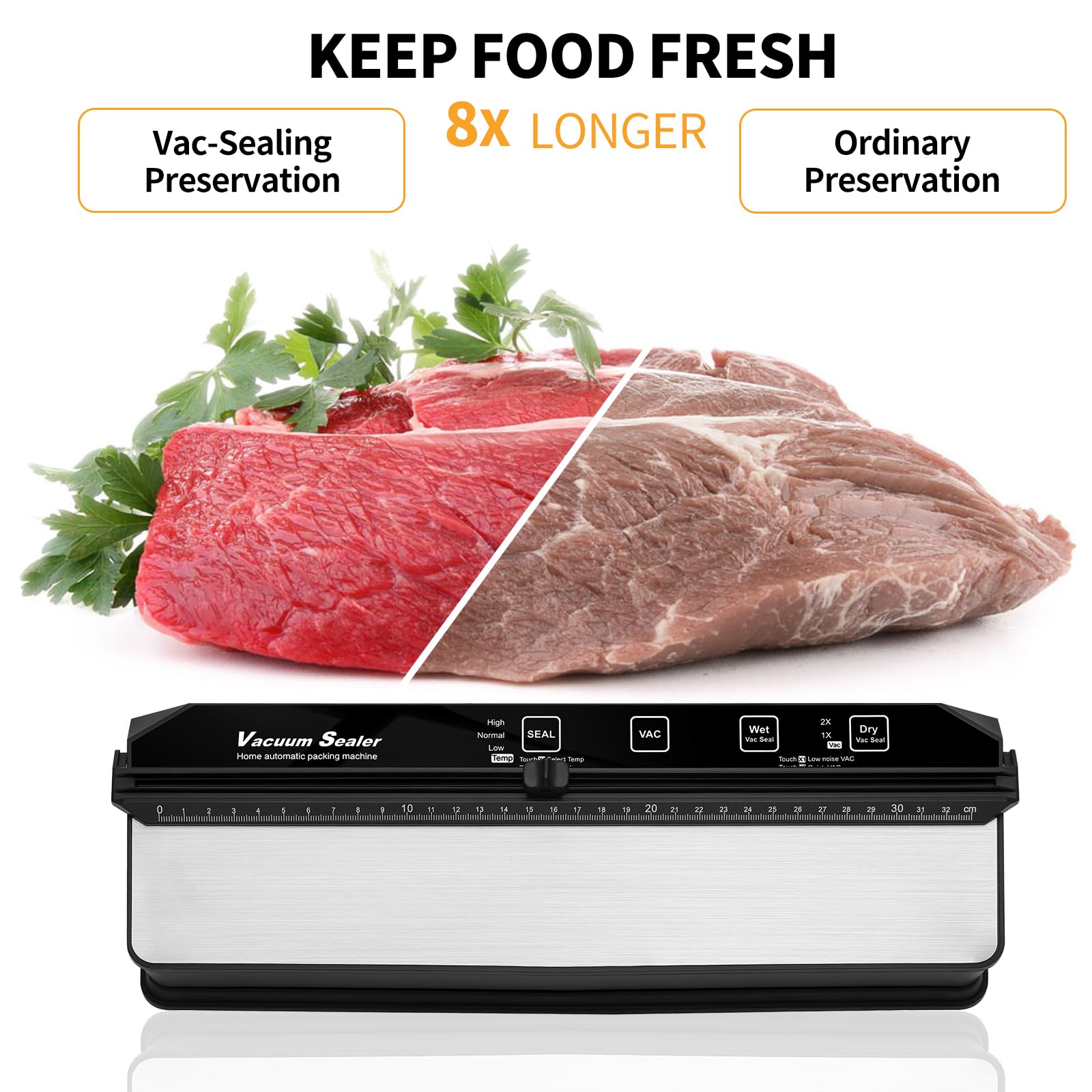 Vacuum Sealer Portable Food Saver: Easy of Use Automatic Suction Power Seal Machine - Compact Dry Moist Foods Preservation Sealing Packing System with Cutter & 15 Vacuum Seal Bags