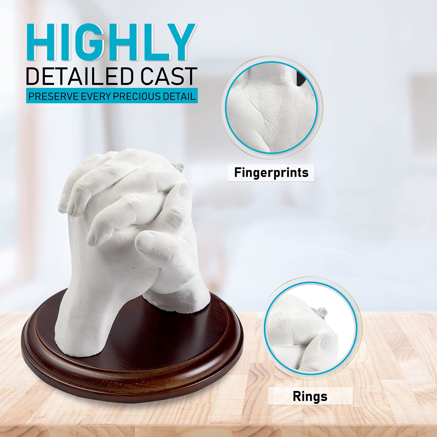 Hula Home Hand Casting Kit for Couples or Family with Mounting Plaque | Anniversary DIY Gifts Her & Him, Keepsake Sculpture Wedding Kids,