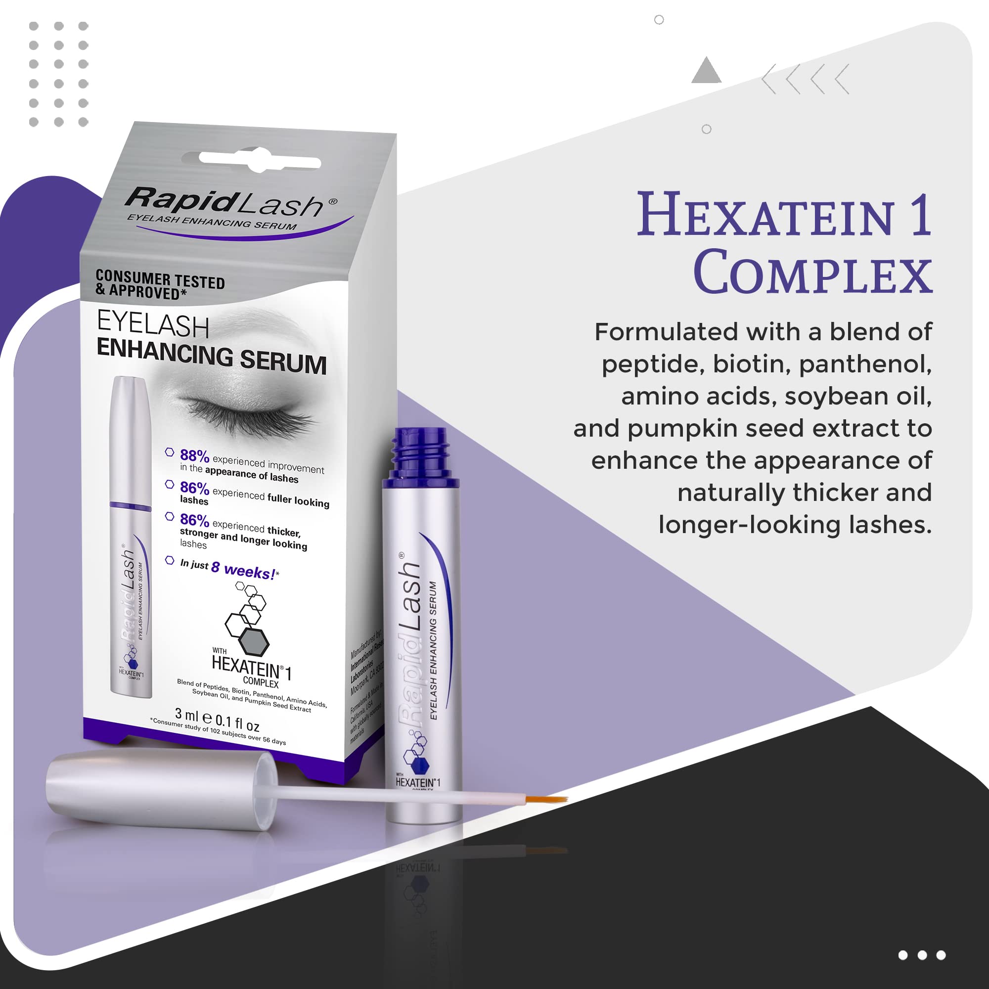 RapidLash Eyelash Enhancing Serum - Promotes Appearance of Longer, Fuller, And Thicker Eyelashes, For Eye Lash Enhancement, Paraben, And Cruelty Free
