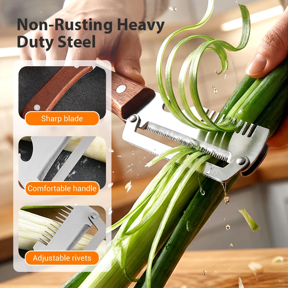 Multi-functional Vegetable Peeler for Kitchen, 2026 New Stainless Steel Peeler with Wooden Handle and Bottle Opener, Fruit and Vegetable Peeler Kitchen Tool for Fruit Veggie Pumpkin (3PCS)
