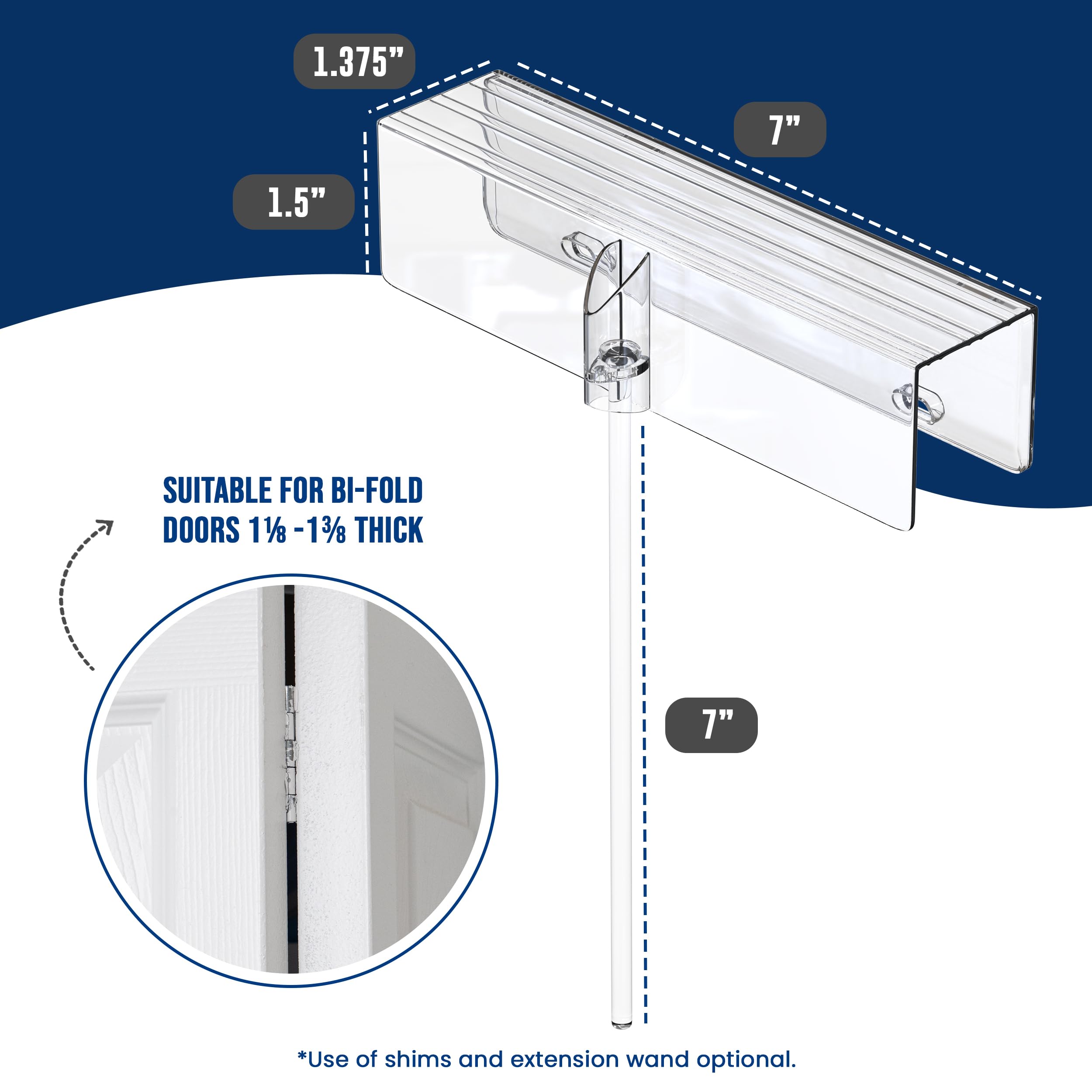 (4- Pack) - Safety Innovations Bi-fold Door Lock - Closet Protection Child and Pet Proof Bi-fold Door Lock - Tool-Free Installation - Unbreakable Clear Polycarbonate - for 1 3/8" Thick Wood Doors