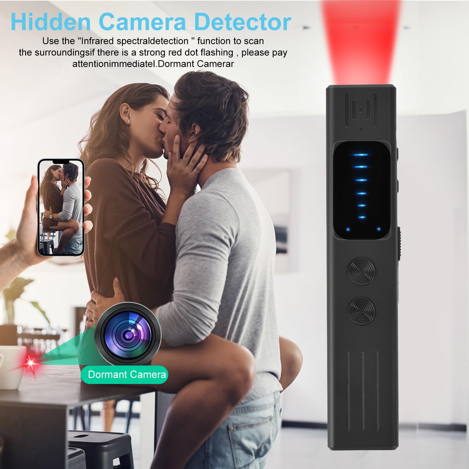 Hidden Camera Detectors, Spy Camera Detector, Hidden Devices Detector, Bug Detector - RF and GPS Tracker Detector, 5 Levels Sensitivity 4 Modes, 25H Working Time