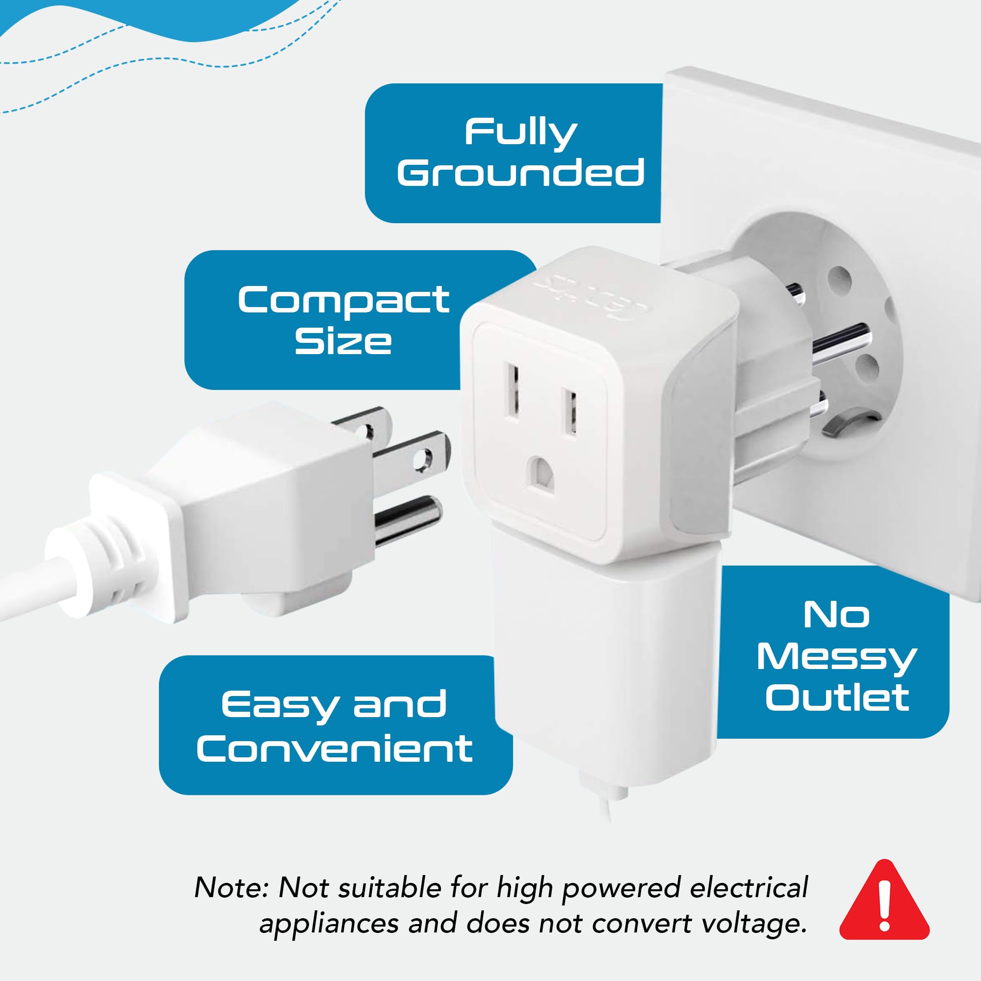 Ceptics Israel Plug Adapter - 2 in 1 Type H Adapter, US to Jersusalem Plug Adapter - Israel, Palestine Travel Adapter Plug, - Dual USA Inputs, CE, RoHS - 3 Pack
