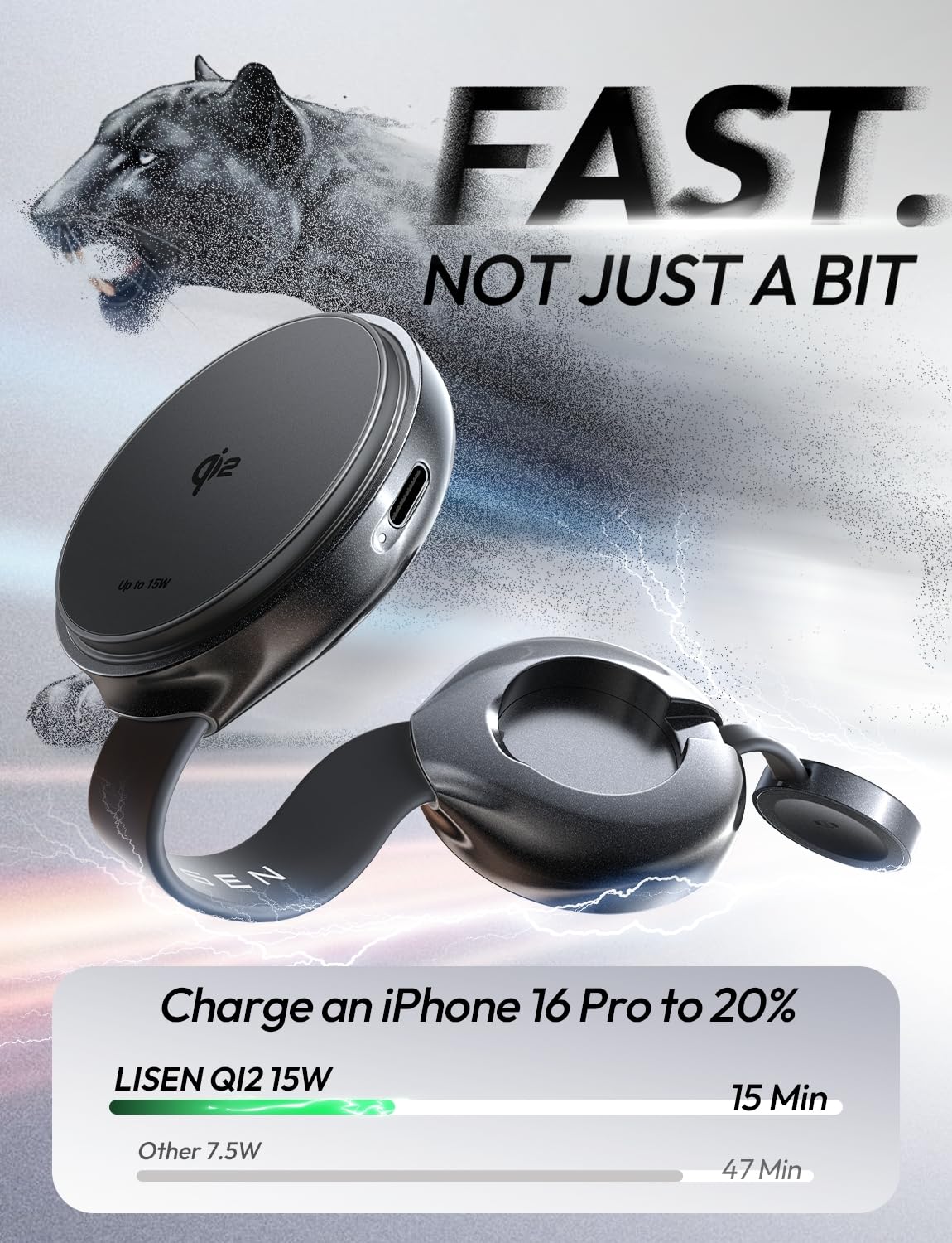 LISEN 25W QI2 Magsafe Charger Stand Cube, 3 in 1 Charging Station Apple, MagGo Travel Charger for Multiple Devices for iPhone AirPods Apple Watch (30W Charger Included) (Black)