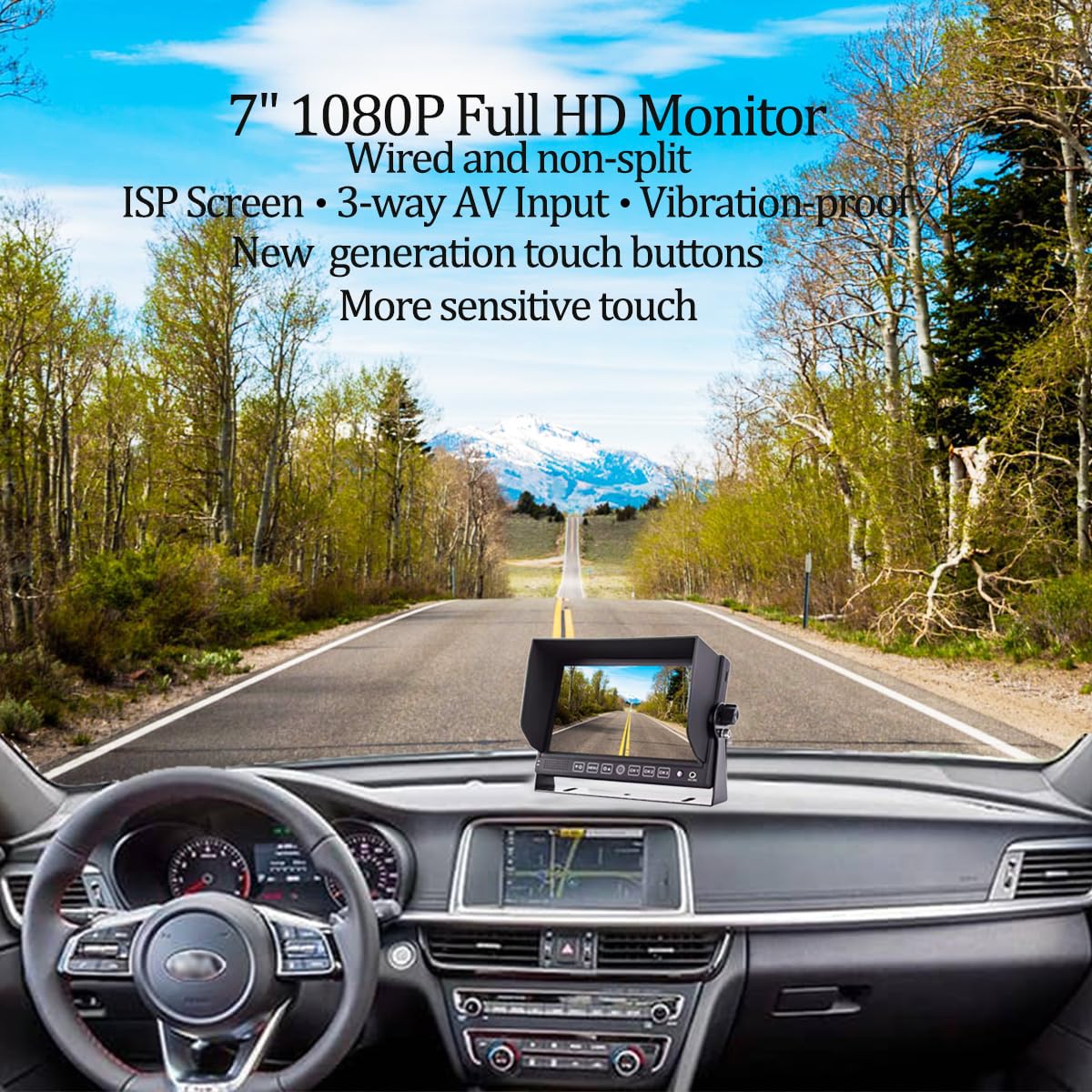 7" Wired Rear View Reverse Backup Camera System 1080P AHD with Audio,Parking Lines,Waterproof IP69K IR Camera for Tractor/Motorhome/Bulldozer/Snow Plow/Van/Heavy Equipment/Forklift/Skid Loader