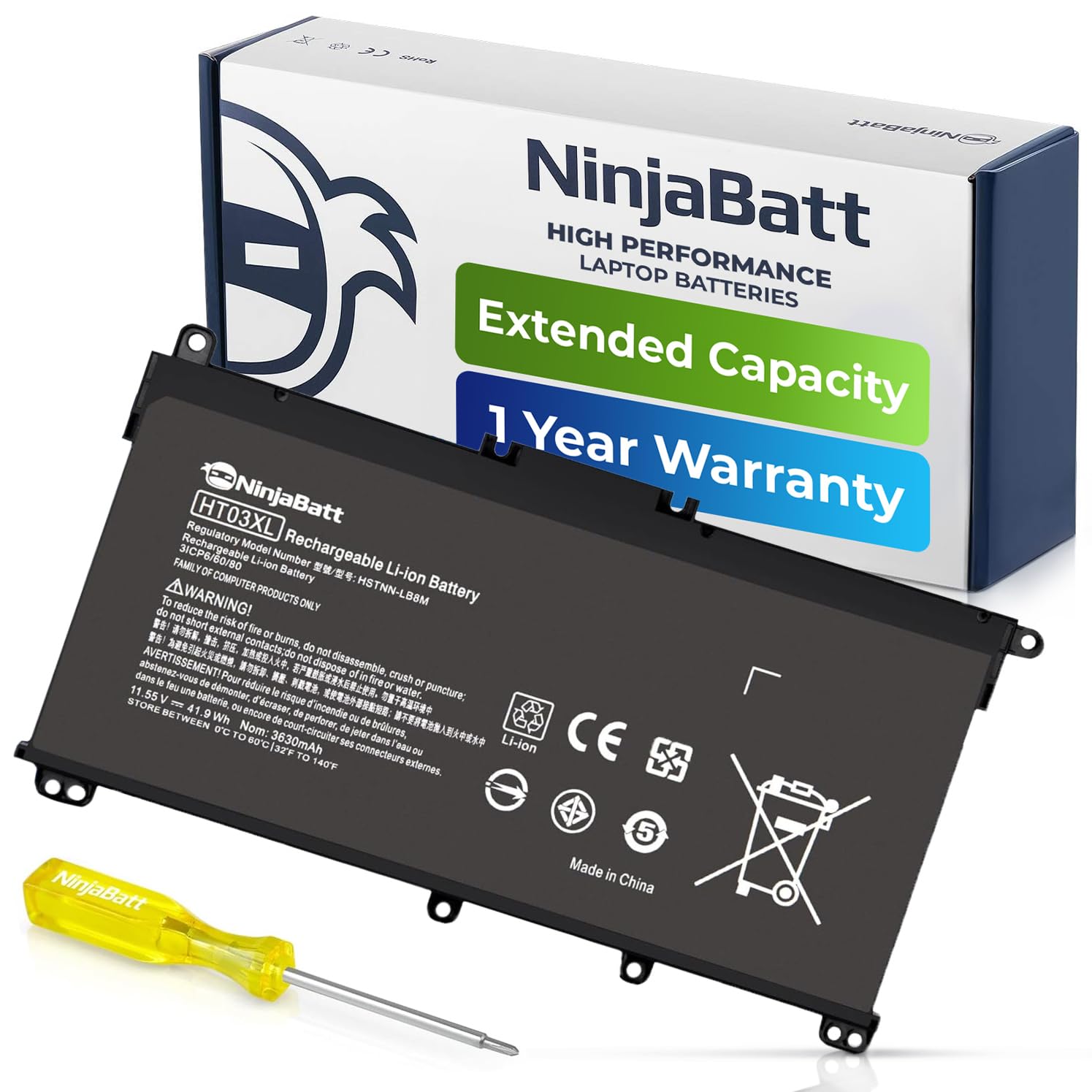NinjaBatt HT03XL L11119-855 HW03XL 7265NGW Laptop Battery for HP Pavilion 15-DB Series14M-DH0003DX 14M-DH1003DX 15T-CS200 15-DY0013DX 15-DY1023DX 15-DY1751MS 15-CS3073CL 17-BY3613DX 15Z-CW100 LPD1071