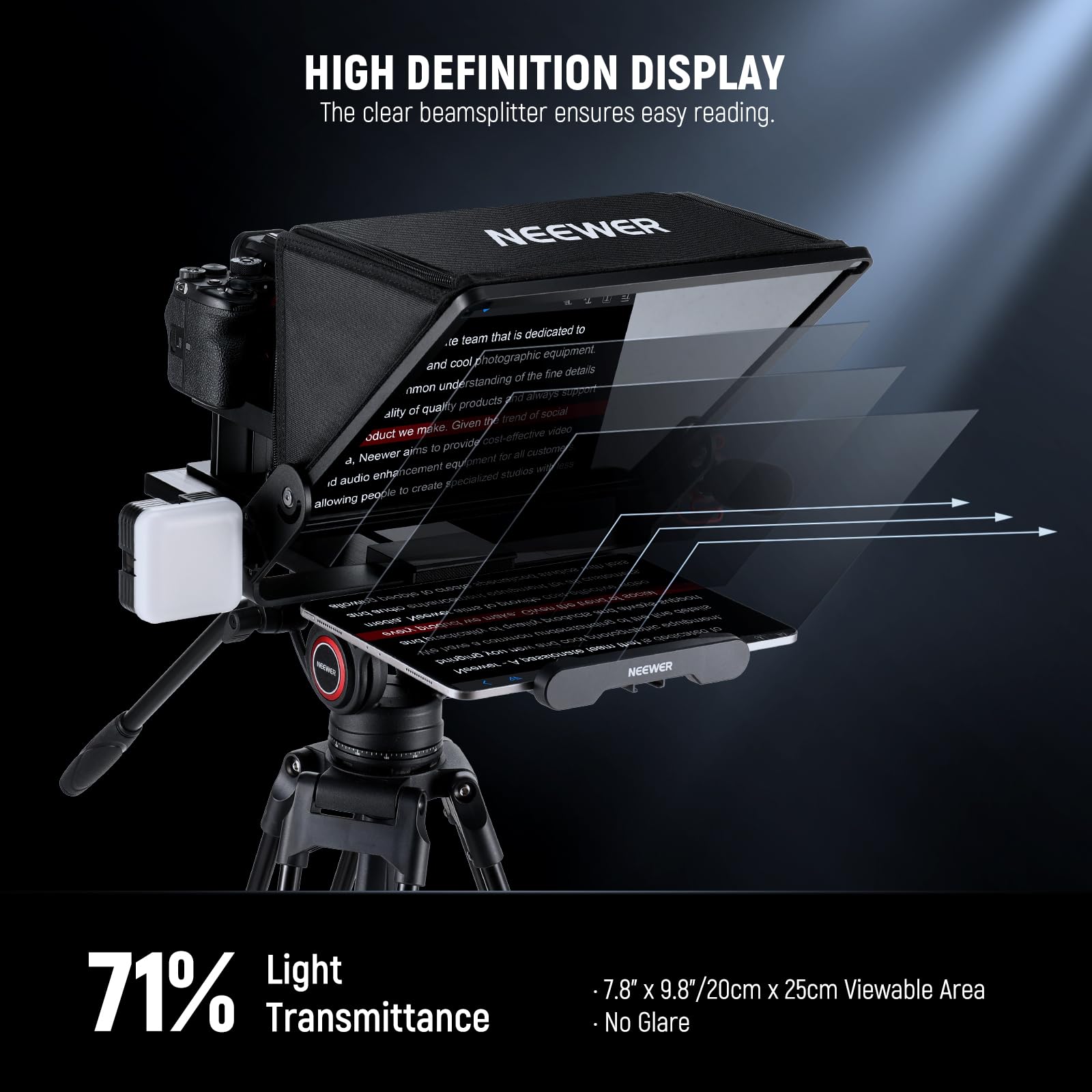 Neewer Teleprompter X14 III with RT113 Remote/App Control, 45° Tilt 14" Beamsplitter All Metal Frame Upgraded Camera Mount QR Plate Compatible with Manfrotto 501PL for iPhone iPad DSLR, Assembly Free