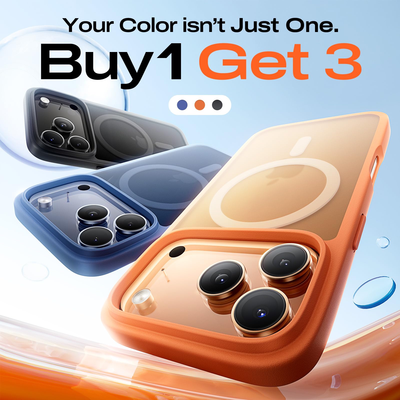 LISEN 3 in 1 Shockproof for iPhone 17 Pro Case [2025 Upgrade] (Compatible with Magsafe & Shockproof Military-Grade Protection) Magnetic i Phone Cover for 17pro, 3-Color Set Multicolor