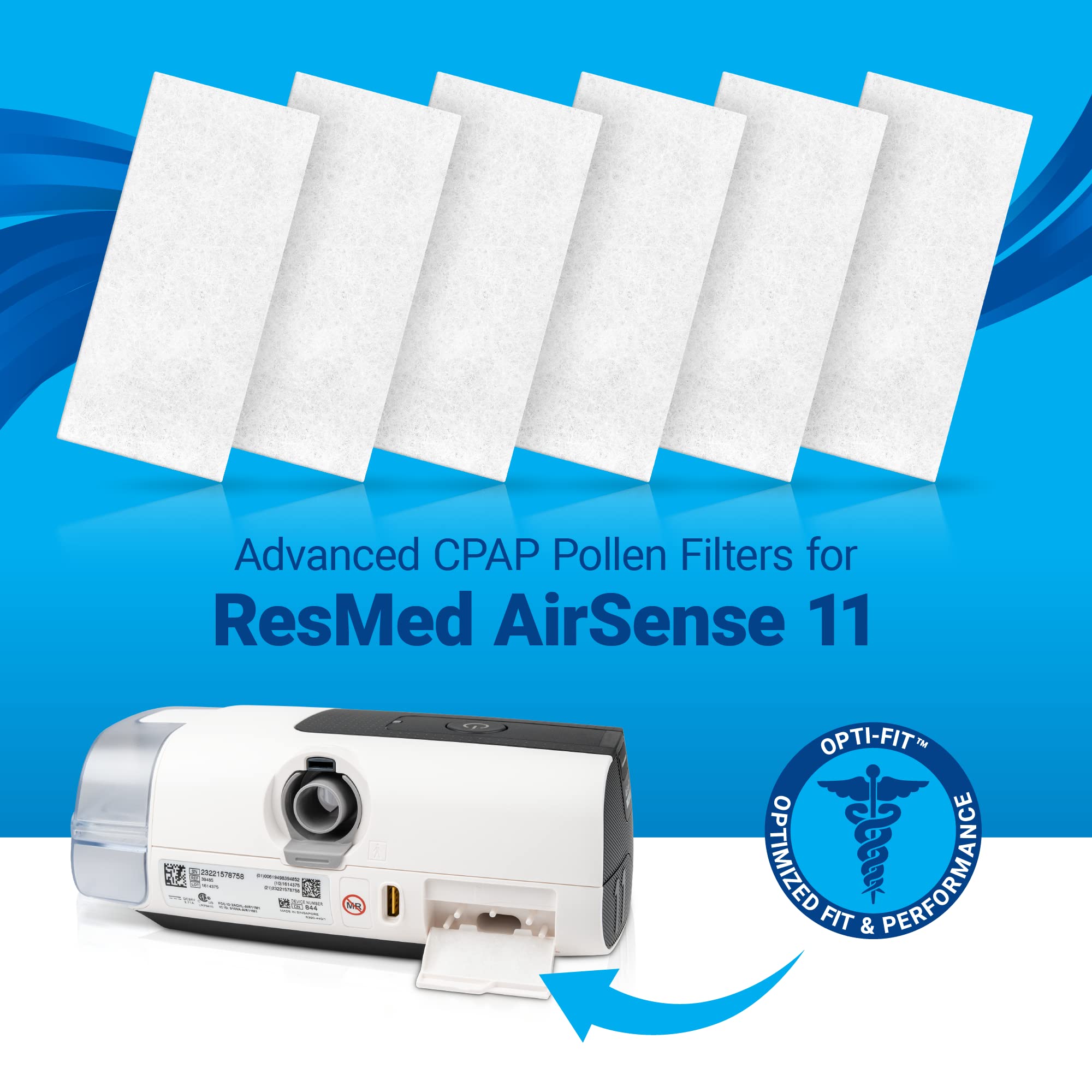 NUWAVE Replacement Filter for ResMed AirSense 11, CPAP Filter Replacement, CPAP Supplies, ResMed Filters, Works with ResMed AirSense 11, Part Number AIR 11 Pollen Filter 39300-60 Per Pack