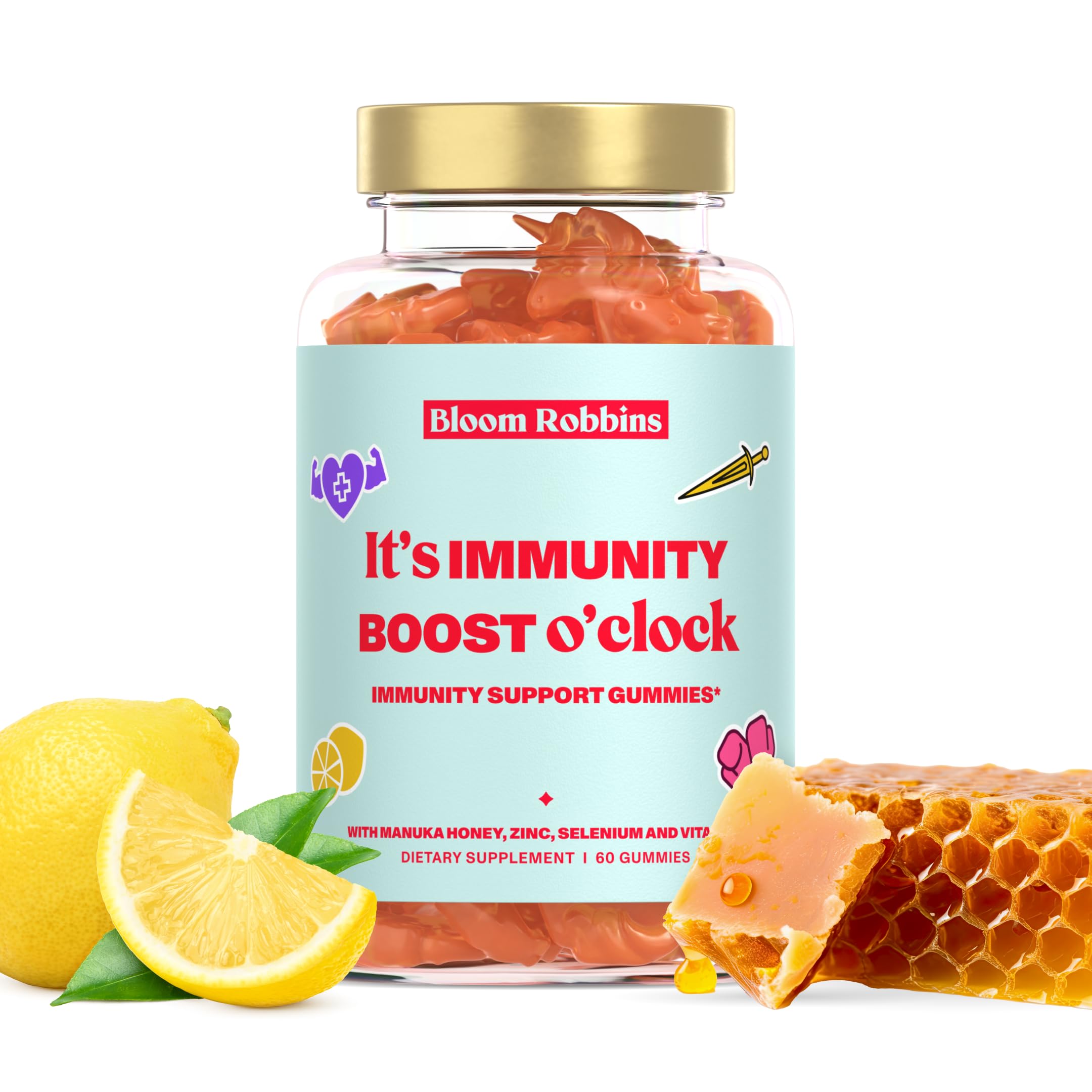 Bloom Robbins Vitamin C Gummies for Adults High Dose Vitamin C Gummies with Manuka Honey - Non-GMO 60 Gummy Vitamins C - Immune Support Gummies (1Pack)